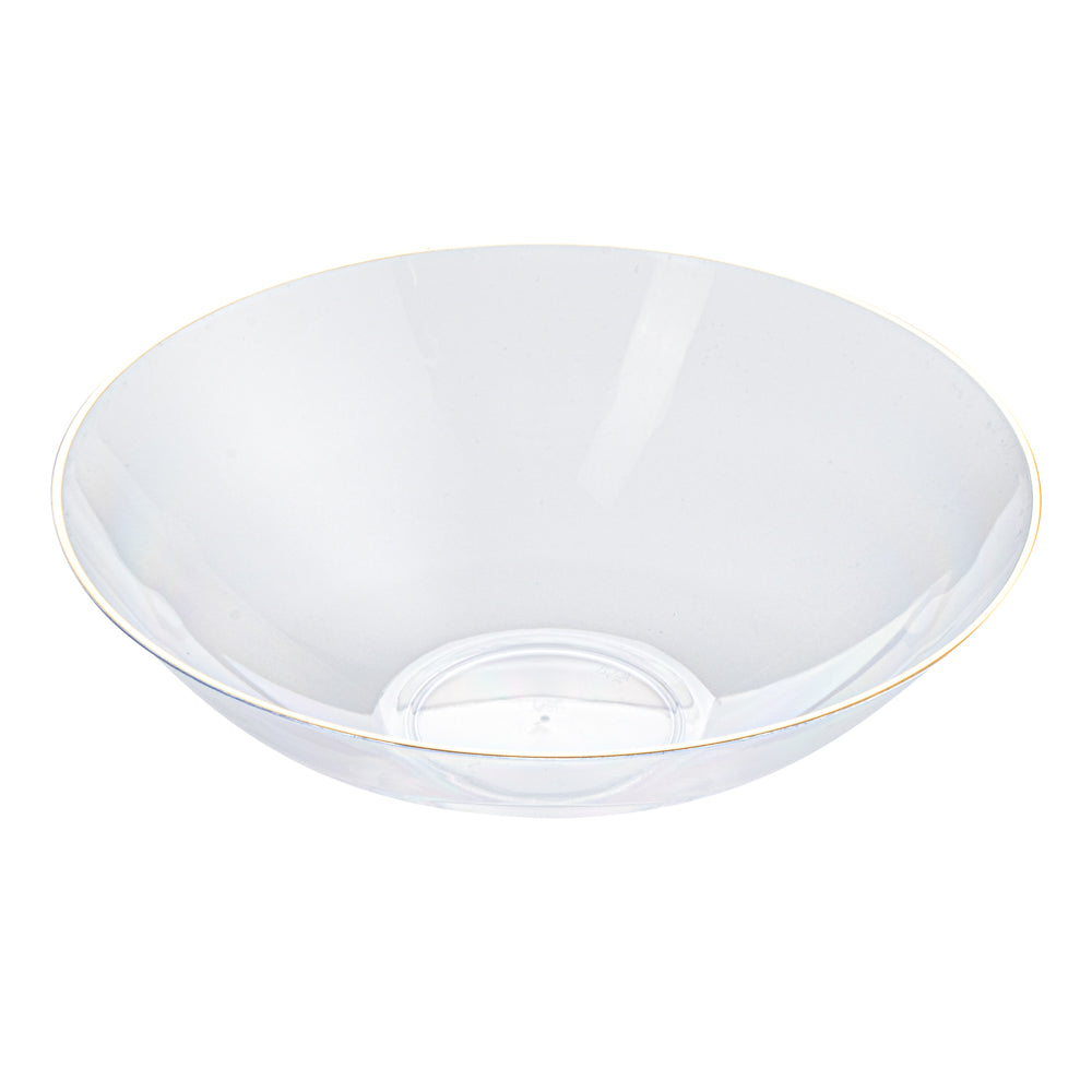 Moderna 16 oz Round Clear Plastic Gold-Rimmed Bowl - 7" x 7" x 2" - 100 count box