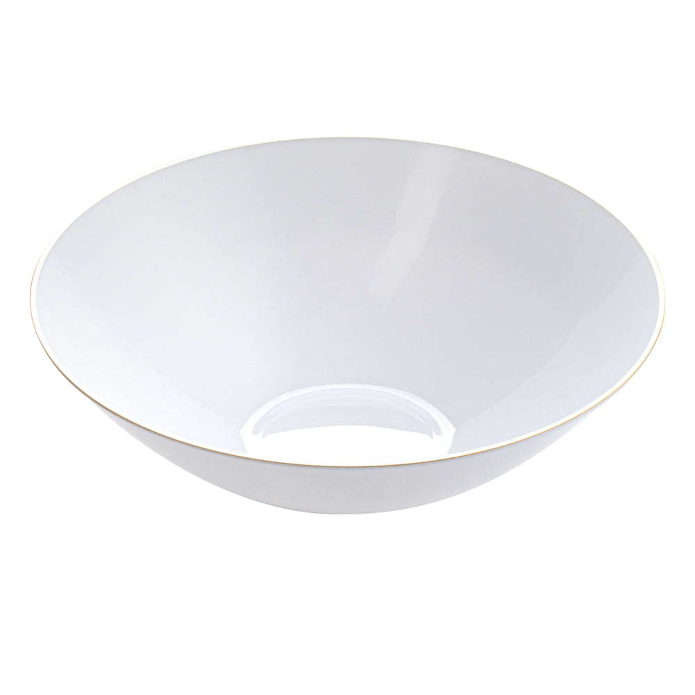 Moderna 16 oz Round White Plastic Gold-Rimmed Bowl - 7" x 7" x 2" - 100 count box