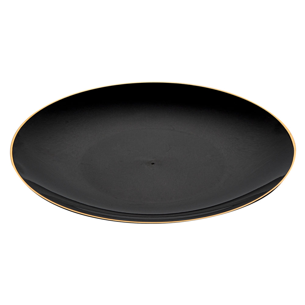 Moderna Round Black Plastic Gold-Rimmed Plate - 7 1/2" x 7 1/2" x 1/2" - 200 count box