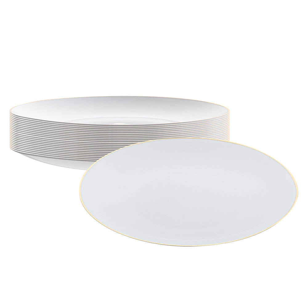 Moderna Round White Plastic Gold-Rimmed Plate - 7 1/2" x 7 1/2" x 1/2" - 200 count box