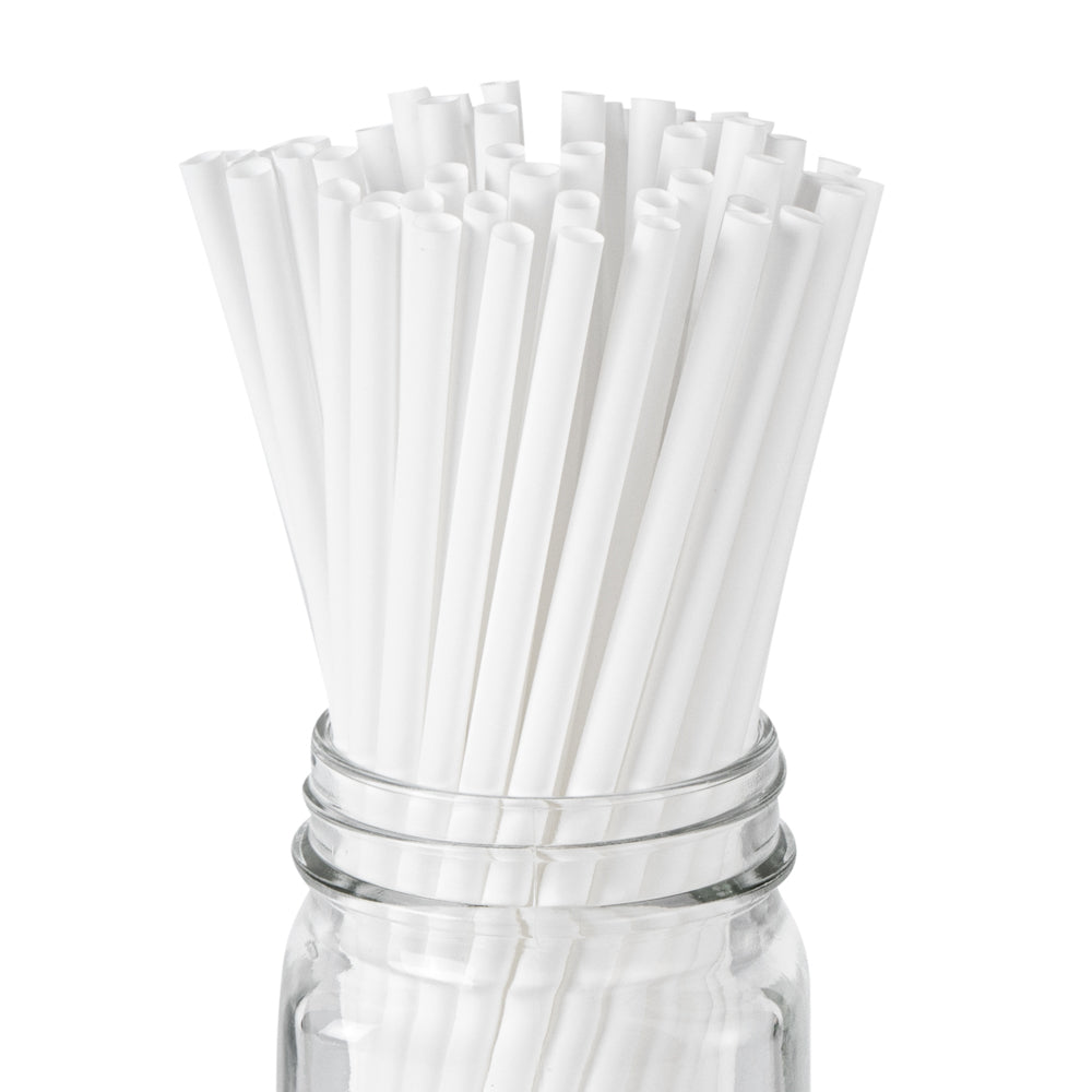 Basic Nature White PLA Plastic / PBAT Plastic Straw - Compostable - 8 1/4" - 2000 count box