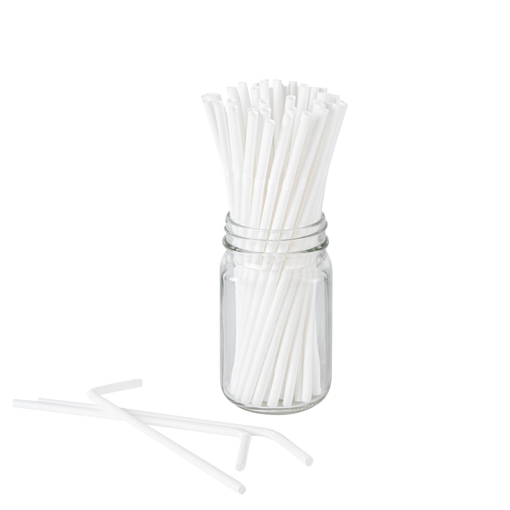 Basic Nature White PLA Plastic / PBAT Plastic Straw - Flexible, Compostable - 8 1/4" - 2000 count box