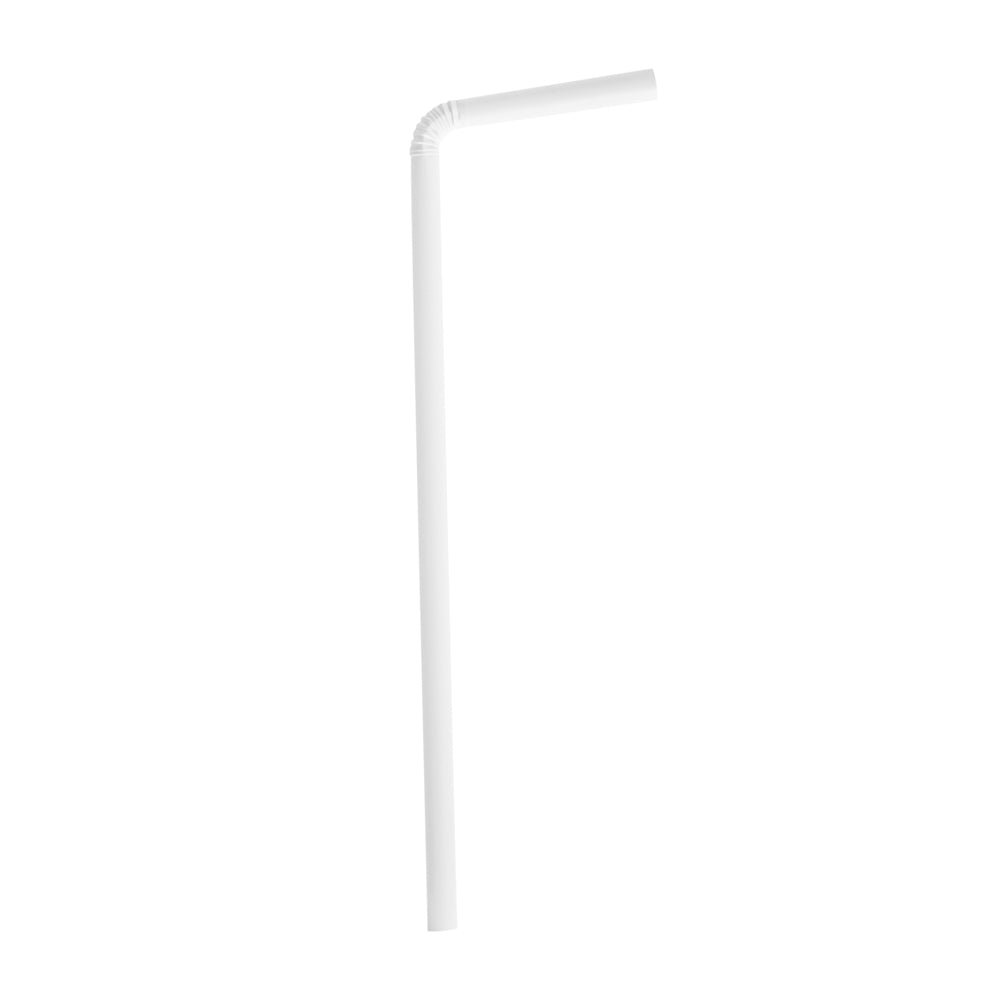 Basic Nature White PLA Plastic / PBAT Plastic Straw - Wrapped, Flexible, Compostable - 8 1/4" - 2000 count box