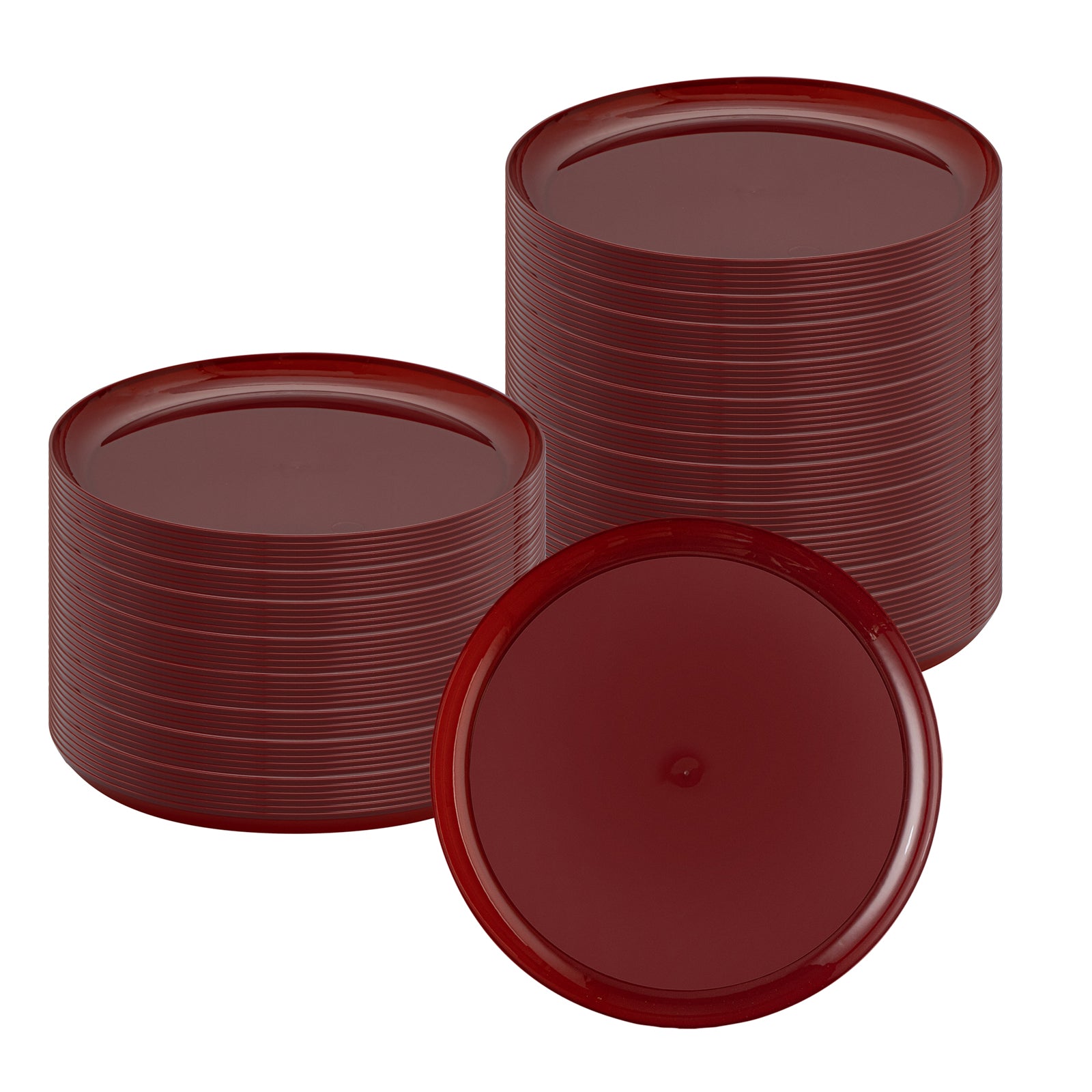 Moderna Round Burgundy Plastic Plate - 6 1/4" x 6 1/4" x 1/2" - 200 count box