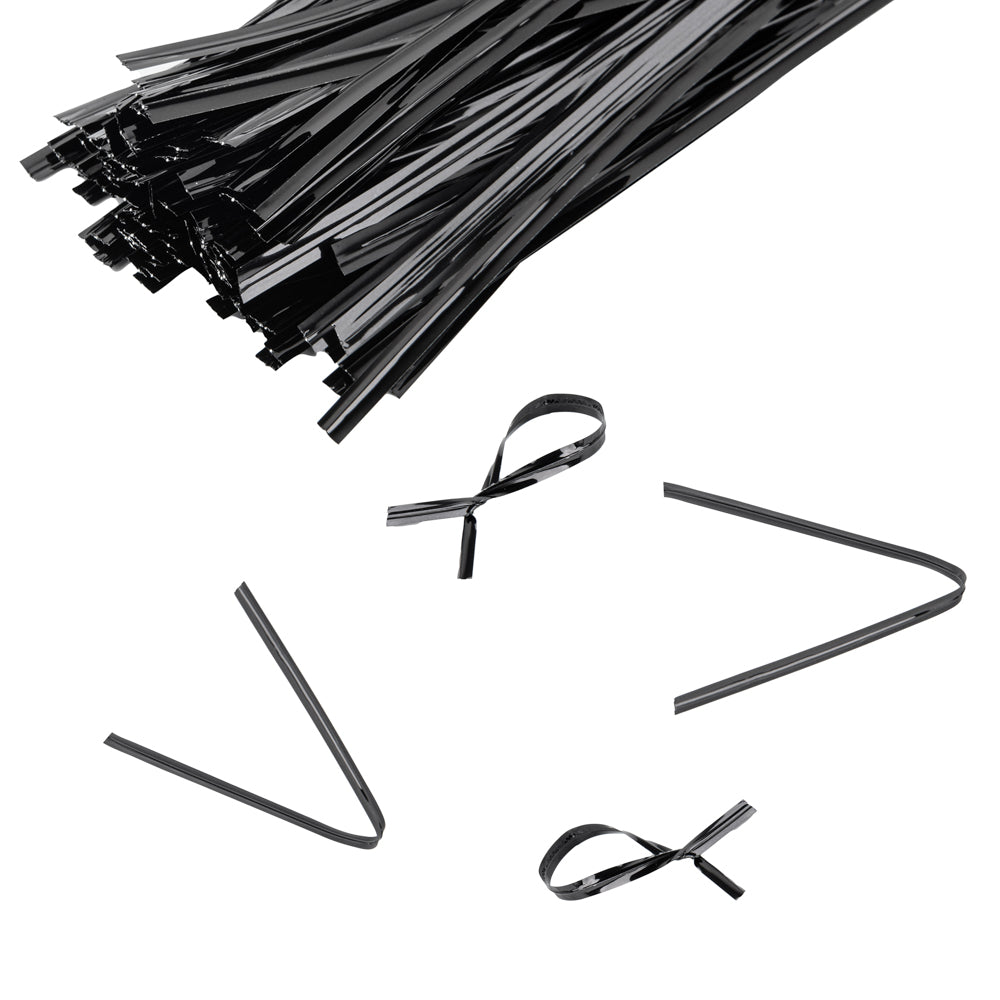 Bag Tek Black Metallic Twist Tie / Bag Tie - 4" - 500 count box