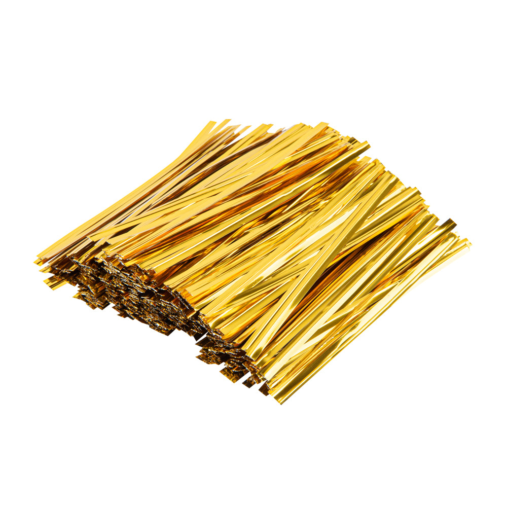 Bag Tek Gold Metallic Twist Tie / Bag Tie - 4" - 500 count box