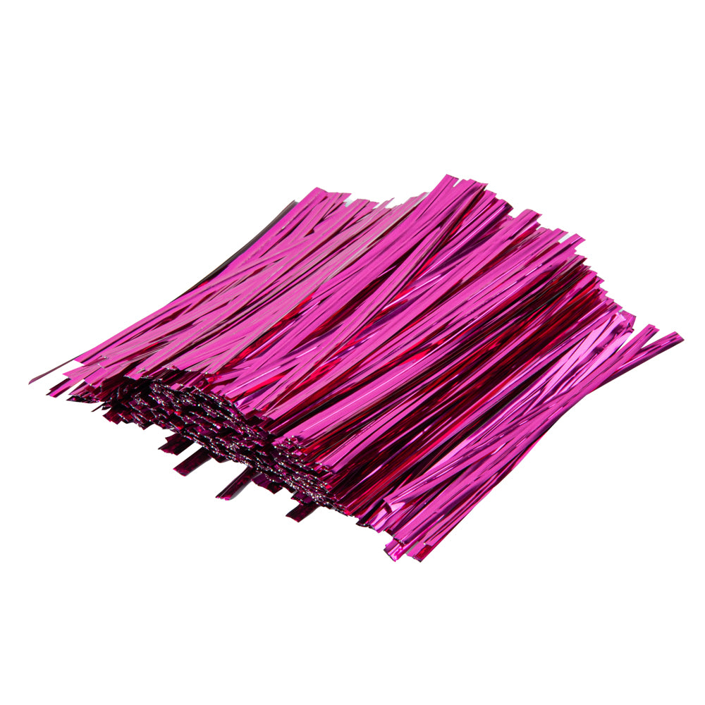 Bag Tek Pink Metallic Twist Tie / Bag Tie - 4" - 500 count box