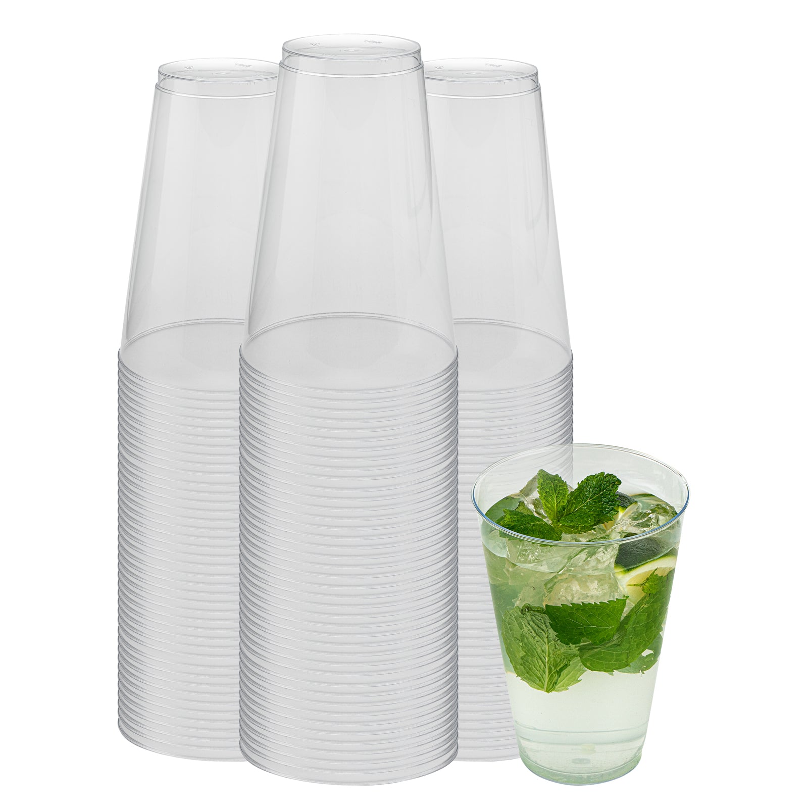 RW Base 14 oz Clear Plastic Tumbler - 3 1/4" x 3 1/4" x 4 3/4" - 500 count box