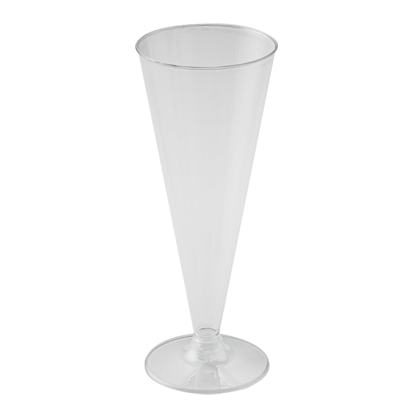 RW Base 7 oz Clear Plastic Long Champagne Flute - 2 3/4" x 2 3/4" x 6 3/4" - 100 count box