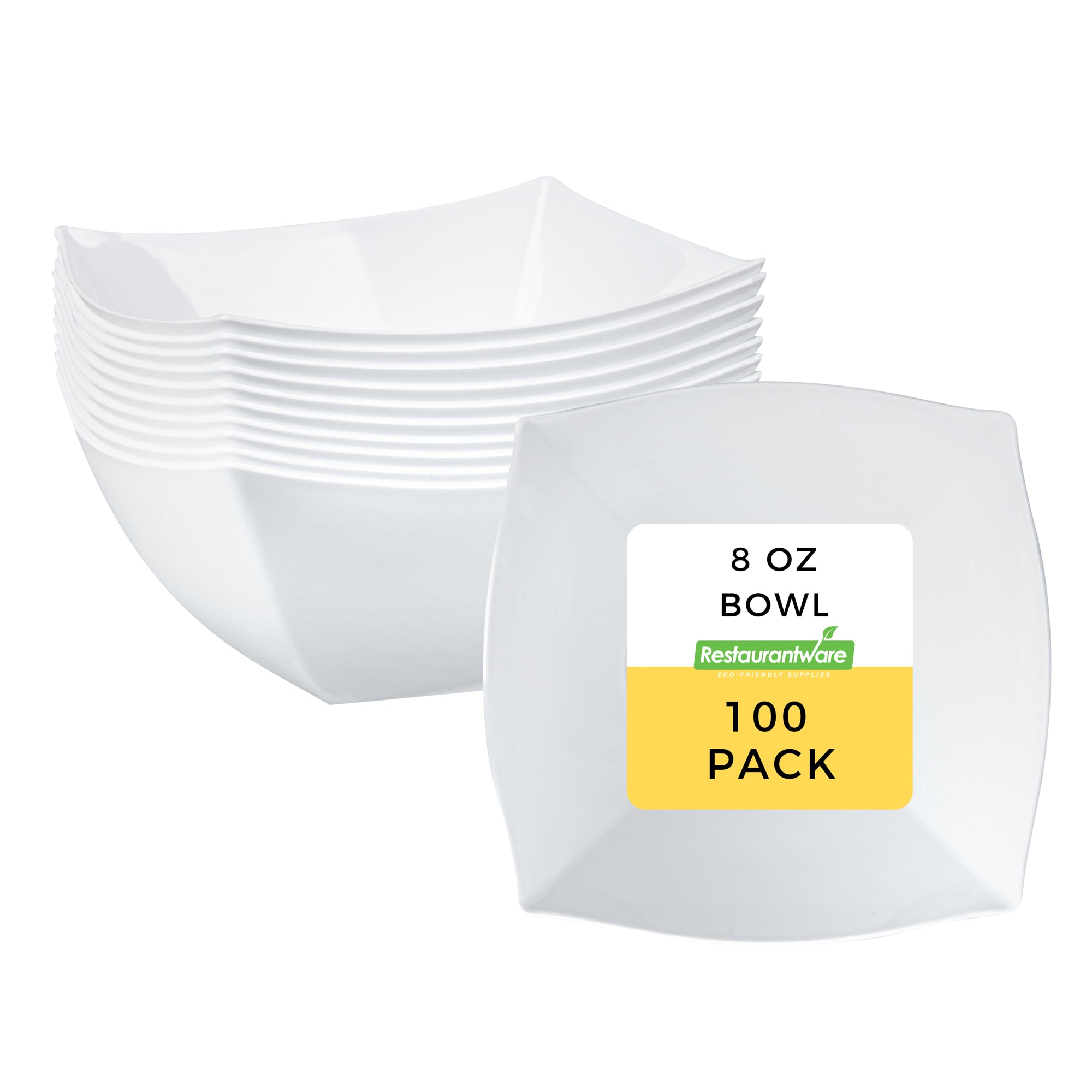 Moderna 8 oz Square White Plastic Bowl - 4 1/2" x 4 1/2" x 2" - 100 count box