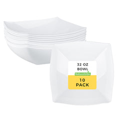 Moderna 32 oz Square White Plastic Bowl - 7 3/4