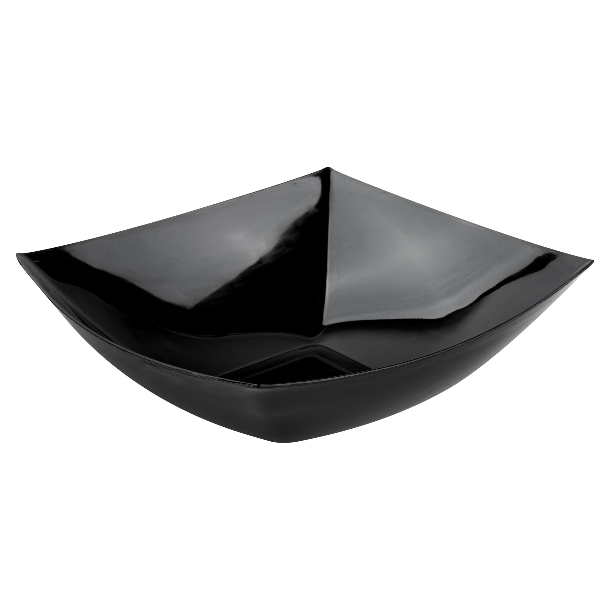 Moderna 64 oz Square Black Plastic Serving Bowl - 9 3/4" x 9 3/4" x 3" - 100 count box