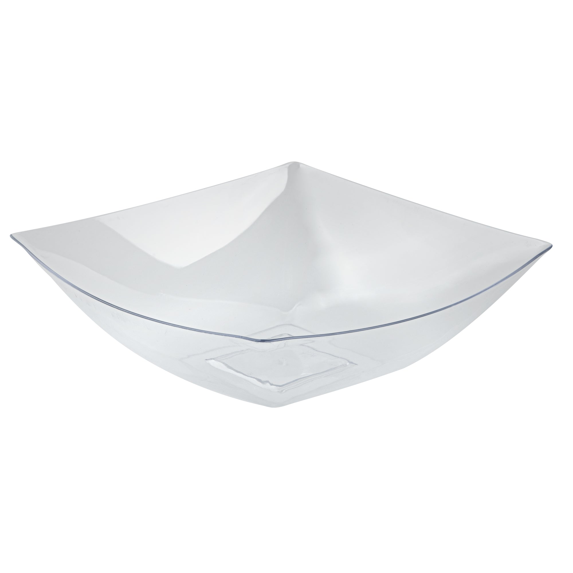 Moderna 64 oz Square Clear Plastic Serving Bowl - 9 3/4" x 9 3/4" x 3" - 100 count box