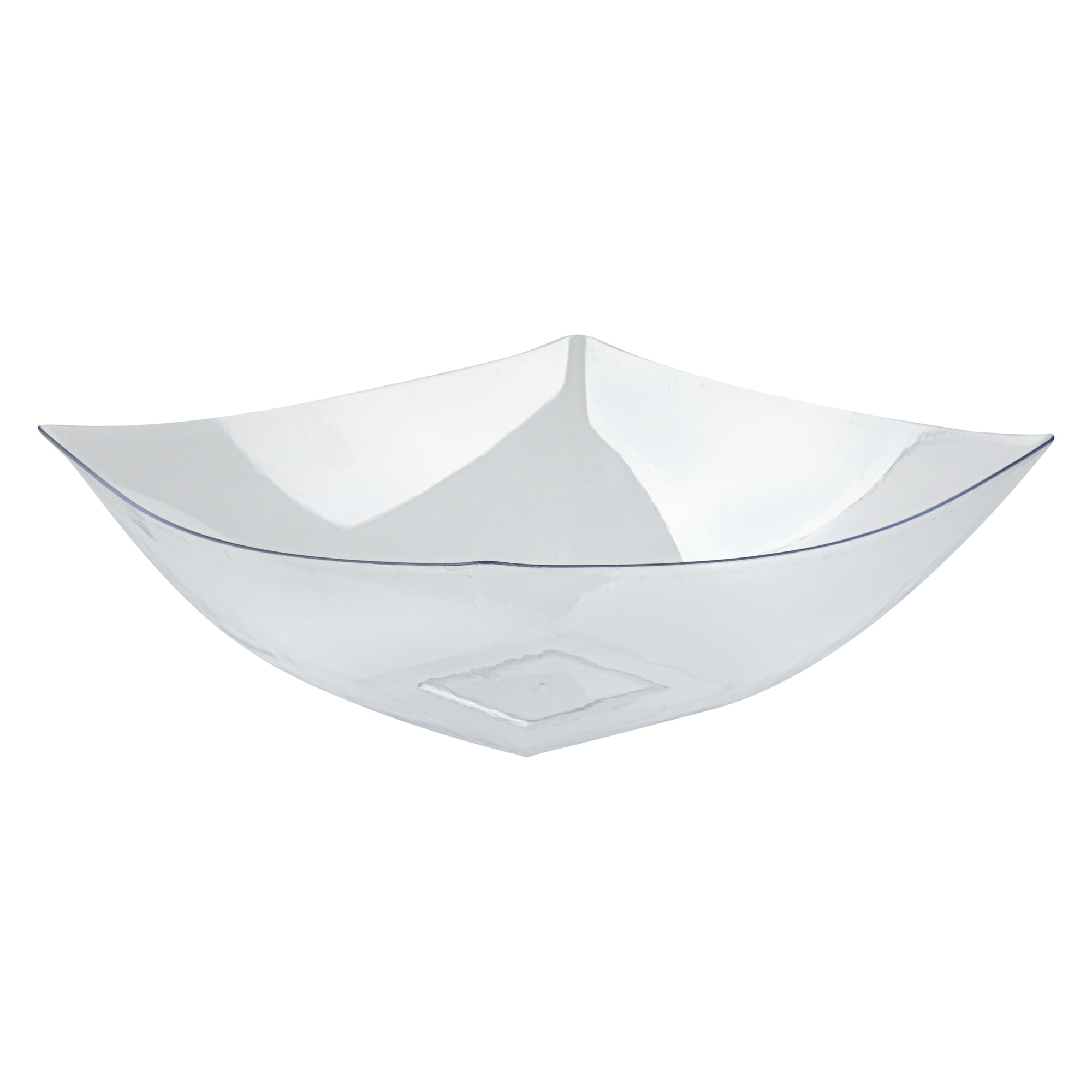 Moderna 128 oz Square Clear Plastic Serving Bowl - 12" x 12" x 4" - 40 count box