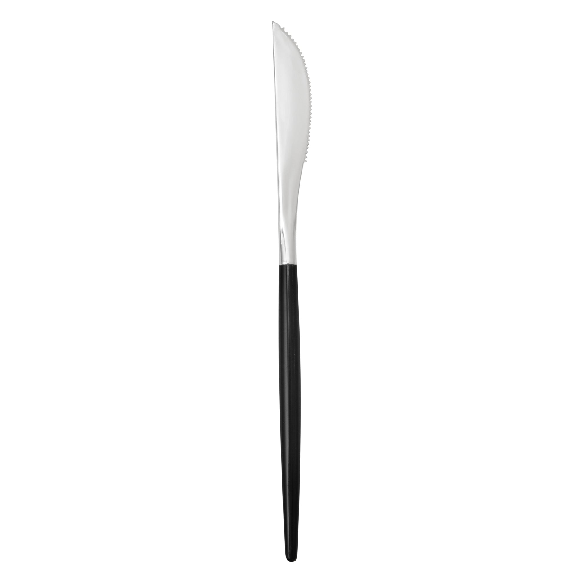 Moderna Silver Plastic Knife - with Black Handle - 7 3/4" - 500 count box