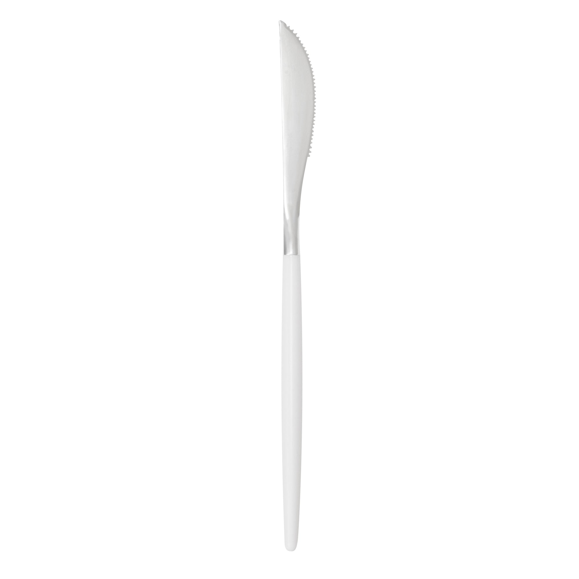 Moderna Silver Plastic Knife - with White Handle - 7 3/4" - 500 count box