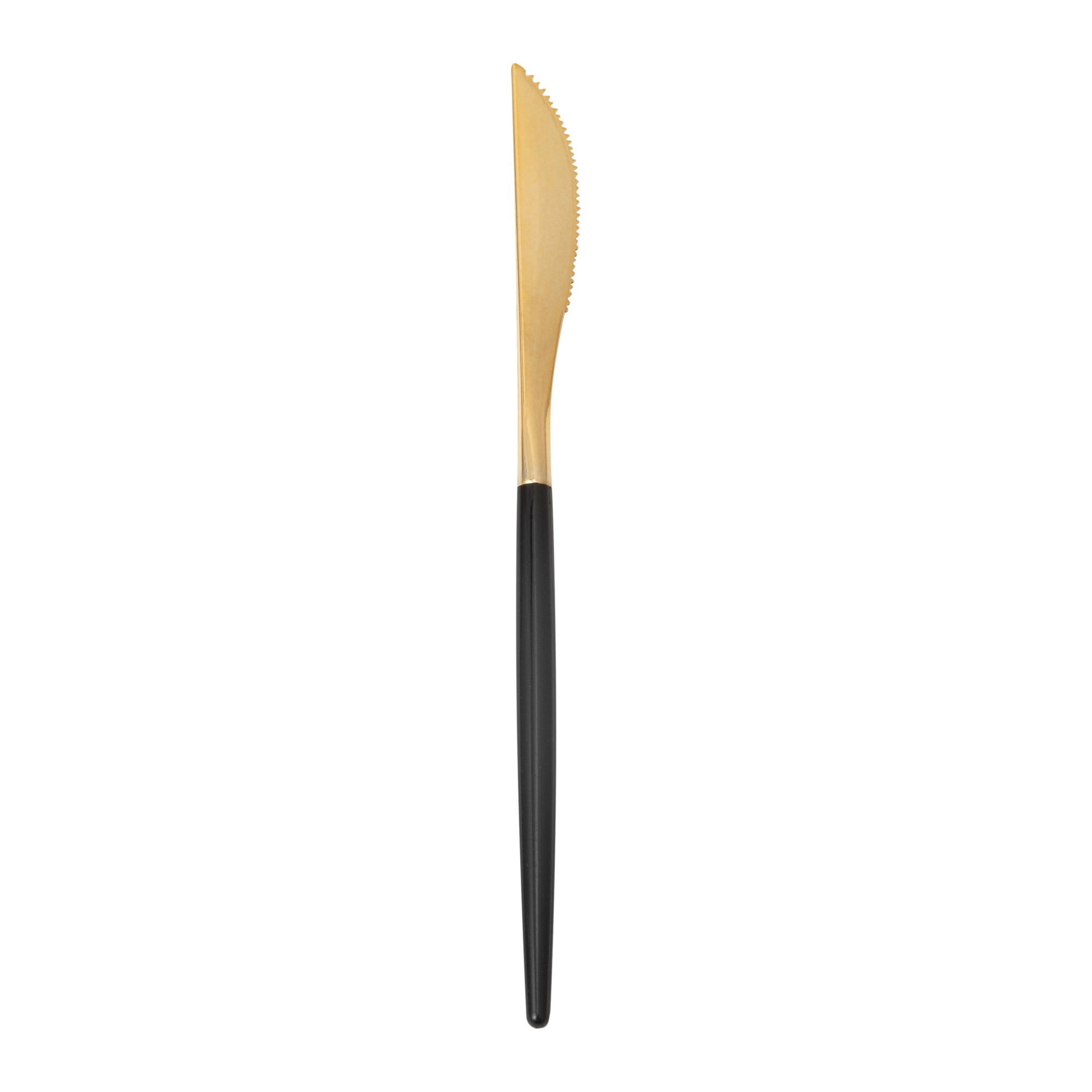 Moderna Gold Plastic Knife - with Black Handle - 7 3/4" - 500 count box