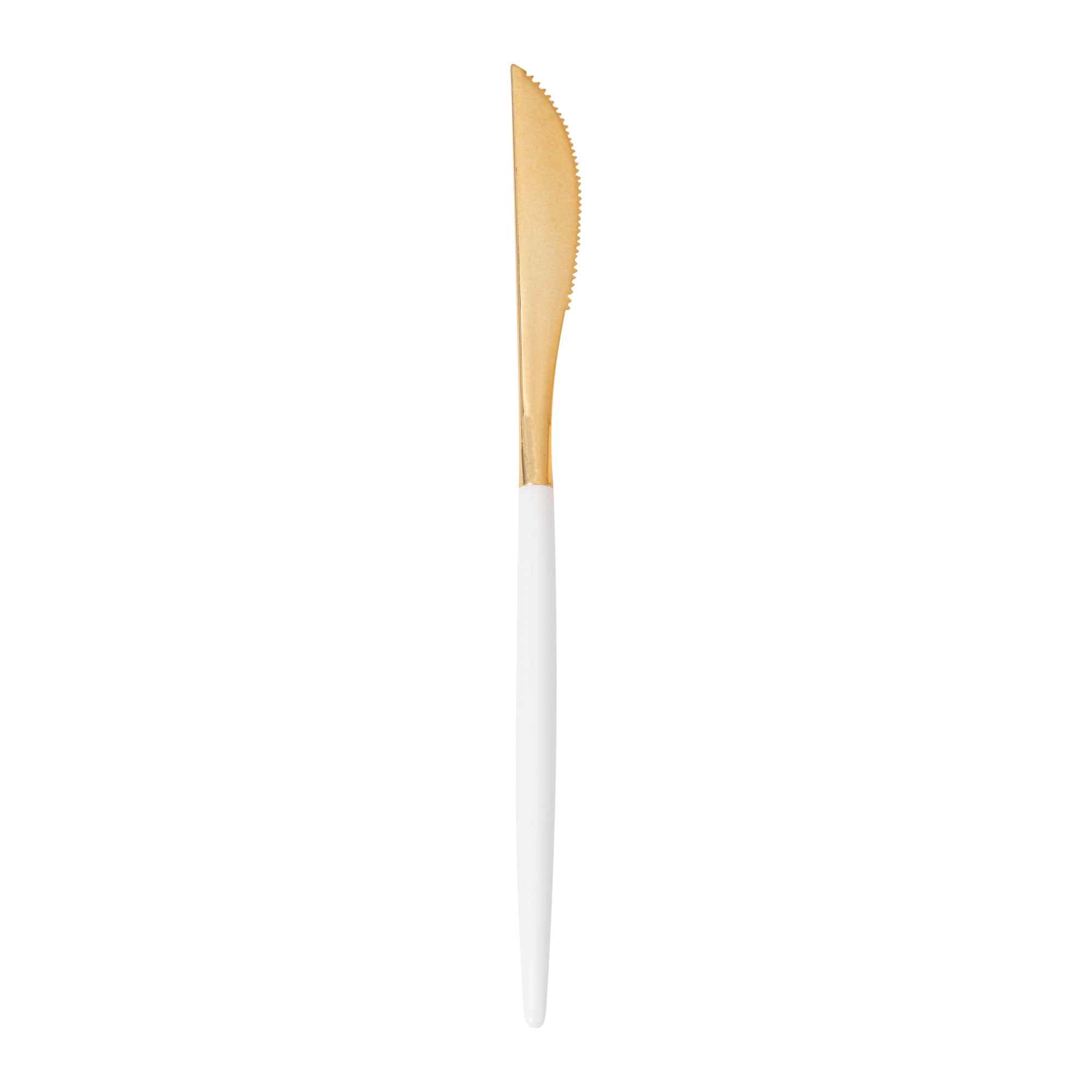 Moderna Gold Plastic Knife - with White Handle - 7 3/4" - 500 count box