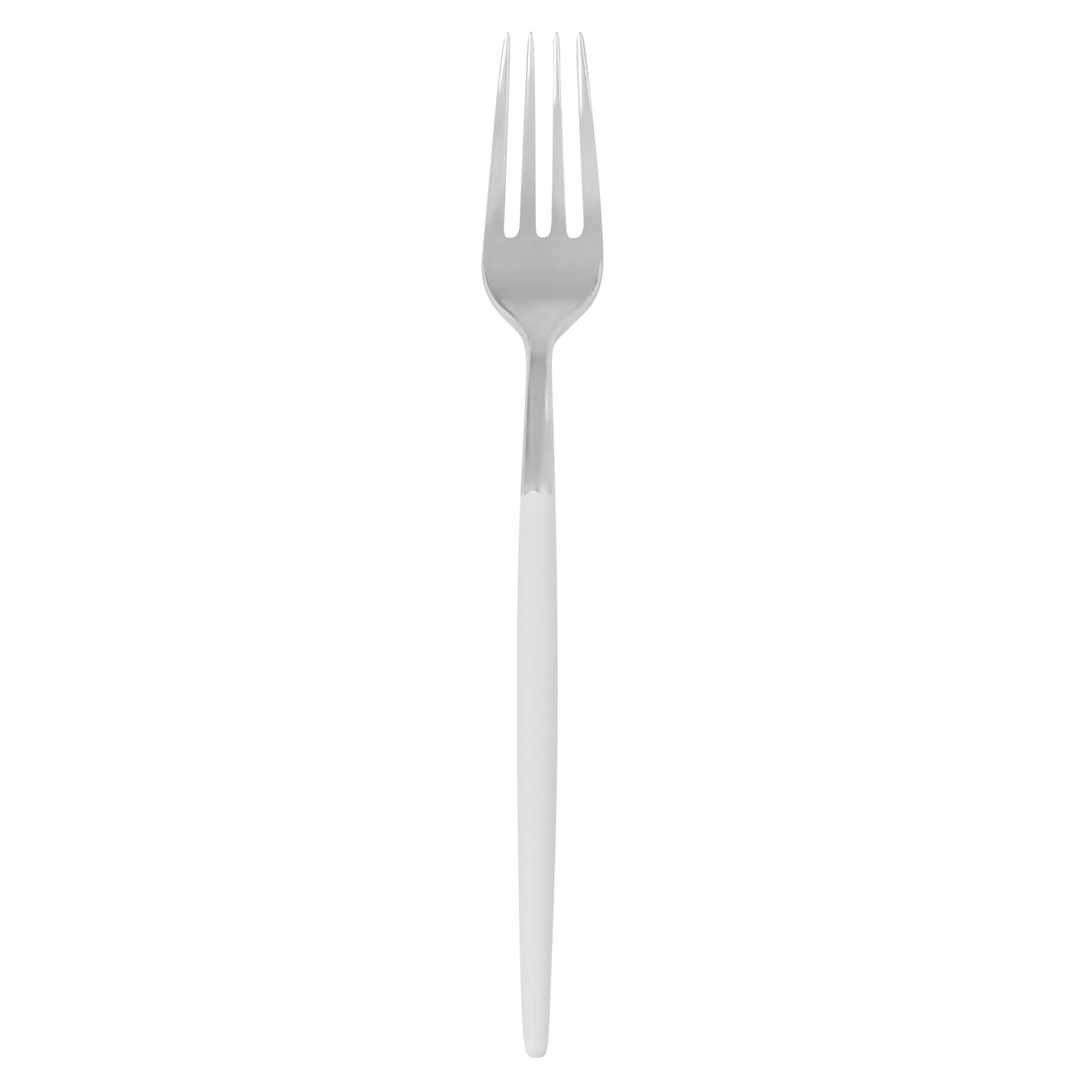 Moderna Silver Plastic Fork - with White Handle - 7 1/2" - 500 count box