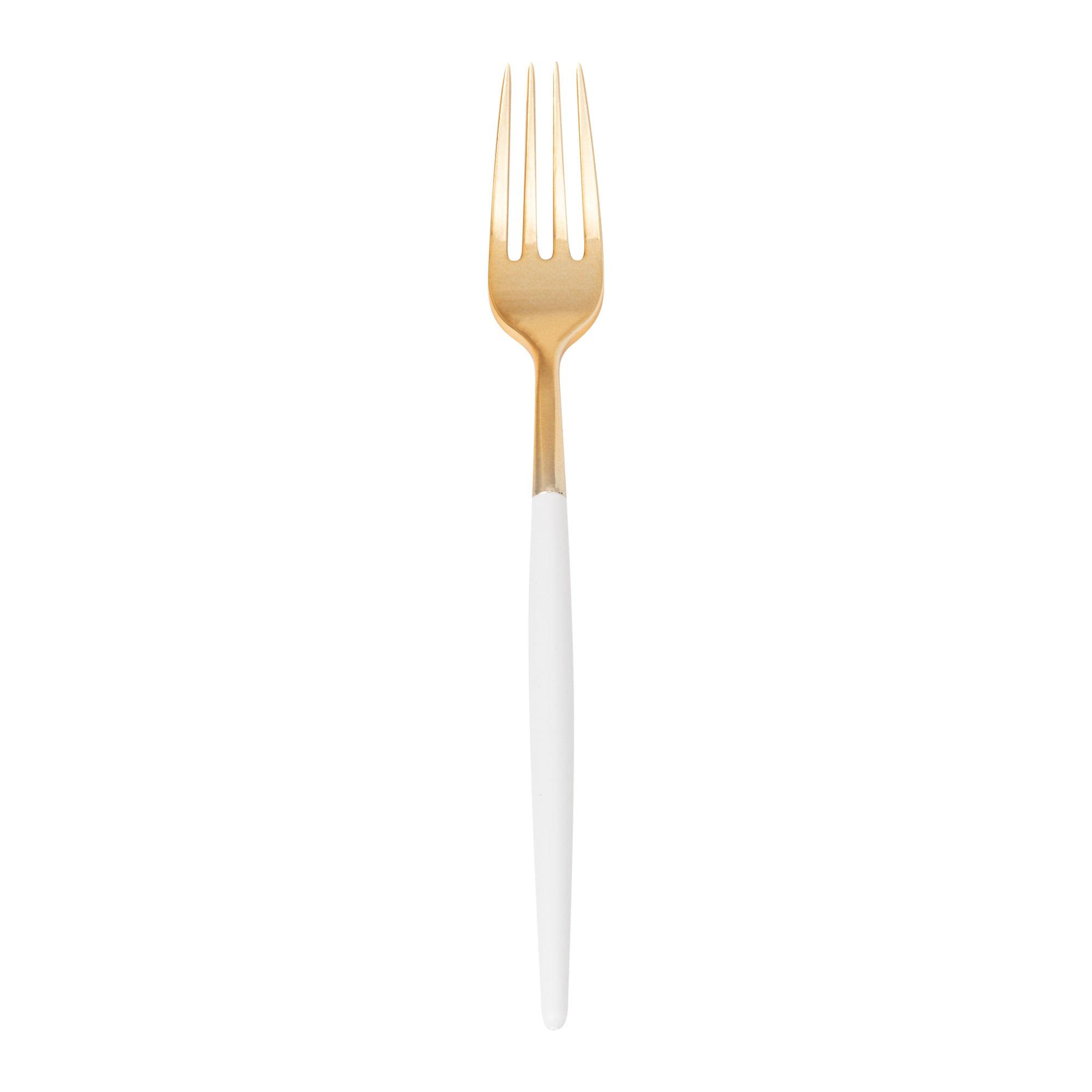 Moderna Gold Plastic Fork - with White Handle - 7 1/2" - 500 count box