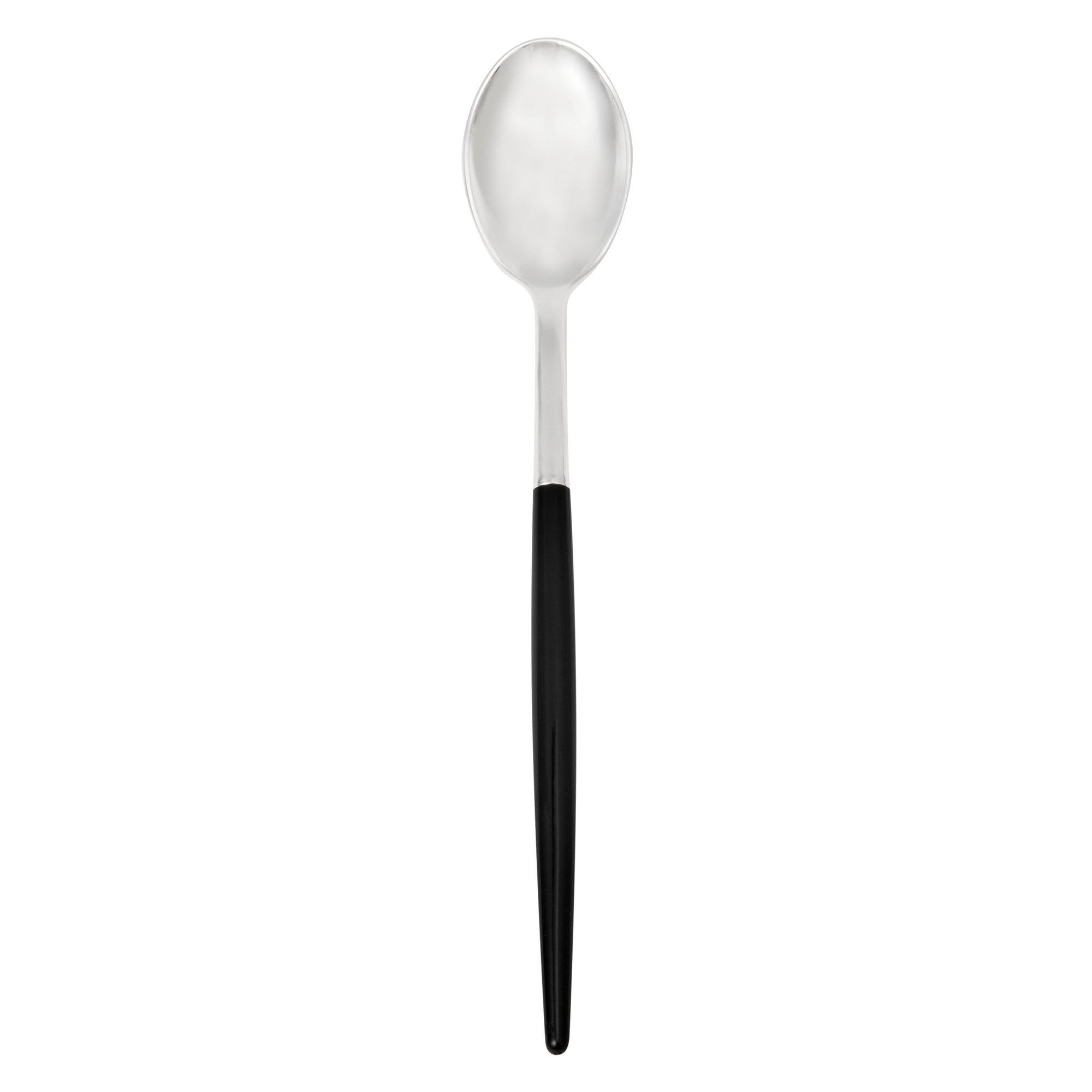 Moderna Silver Plastic Spoon - with Black Handle - 7 3/4" - 500 count box