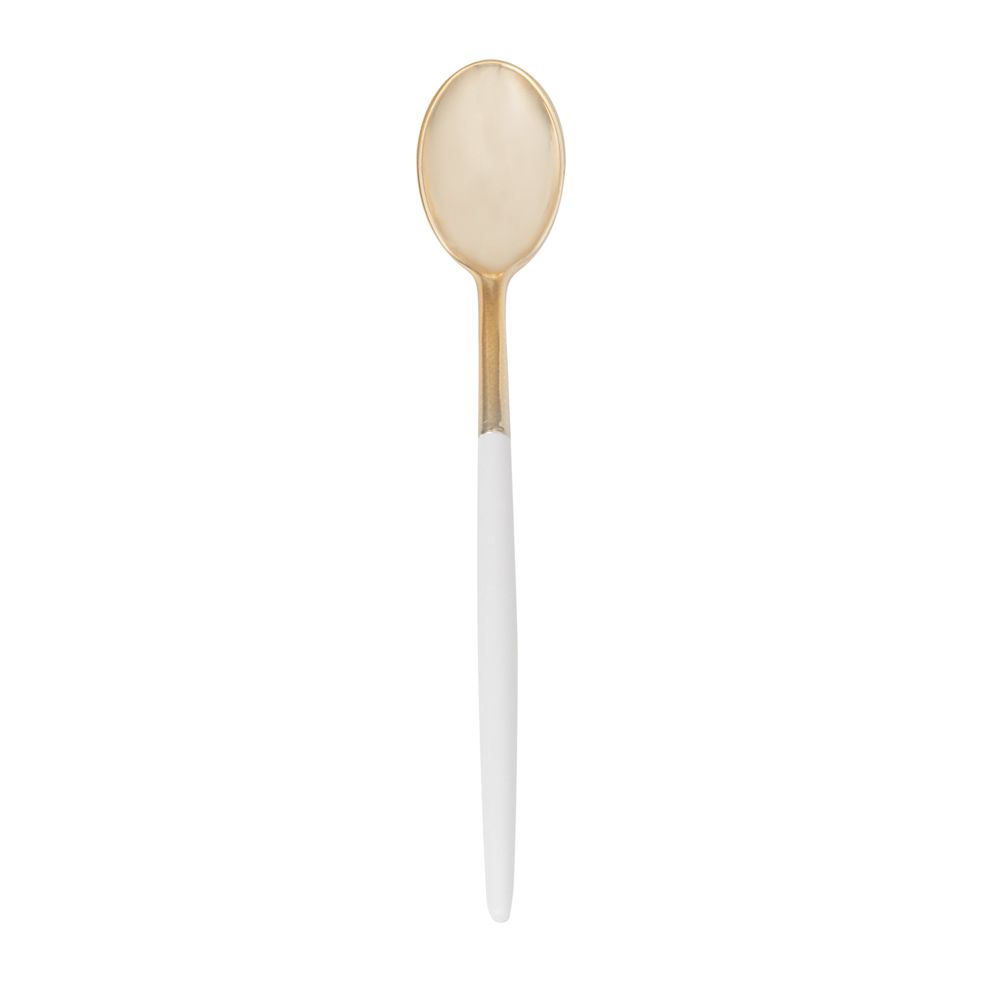 Moderna Gold Plastic Spoon - with White Handle - 7 3/4" - 500 count box