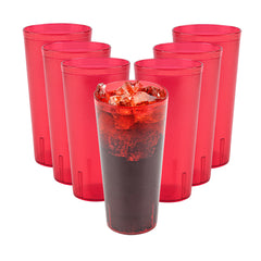 Bev Tek 24 oz Red SAN Plastic Tumbler - Pebbled - 3 1/2