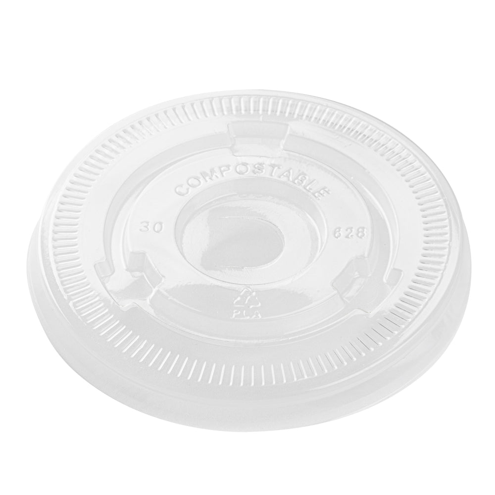 Sustain Clear PLA Plastic Cold Cup Flat Lid - Fits 9, 12, 16, 20 and 22 oz, Compostable - 1000 count box