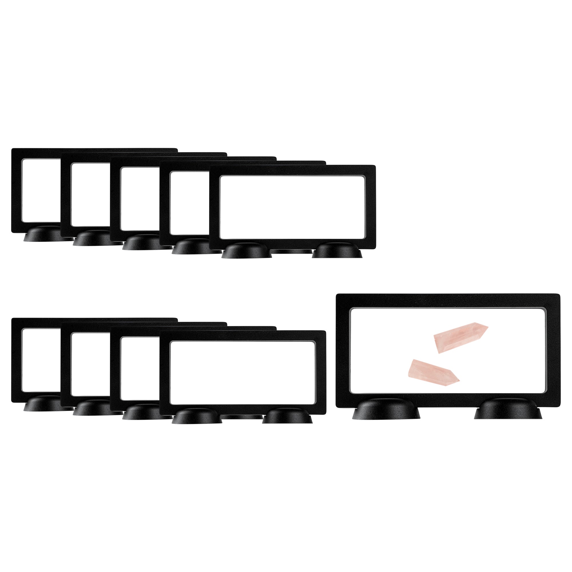 Display Tek Rectangle Black Plastic 3D Floating Display Case - 7" x 3 1/2" x 3/4" - 10 count box