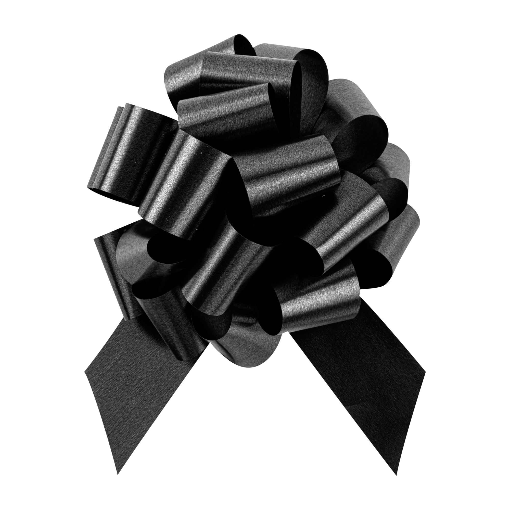 Gift Tek Black Plastic Flora Satin Pull Bow - 5 1/2" - 1000 count box