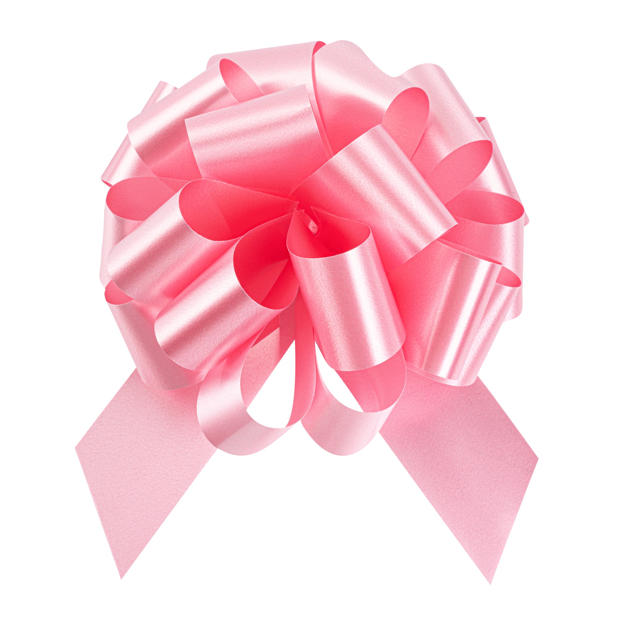 Gift Tek Light Pink Plastic Flora Satin Pull Bow - 5 1/2" - 1000 count box