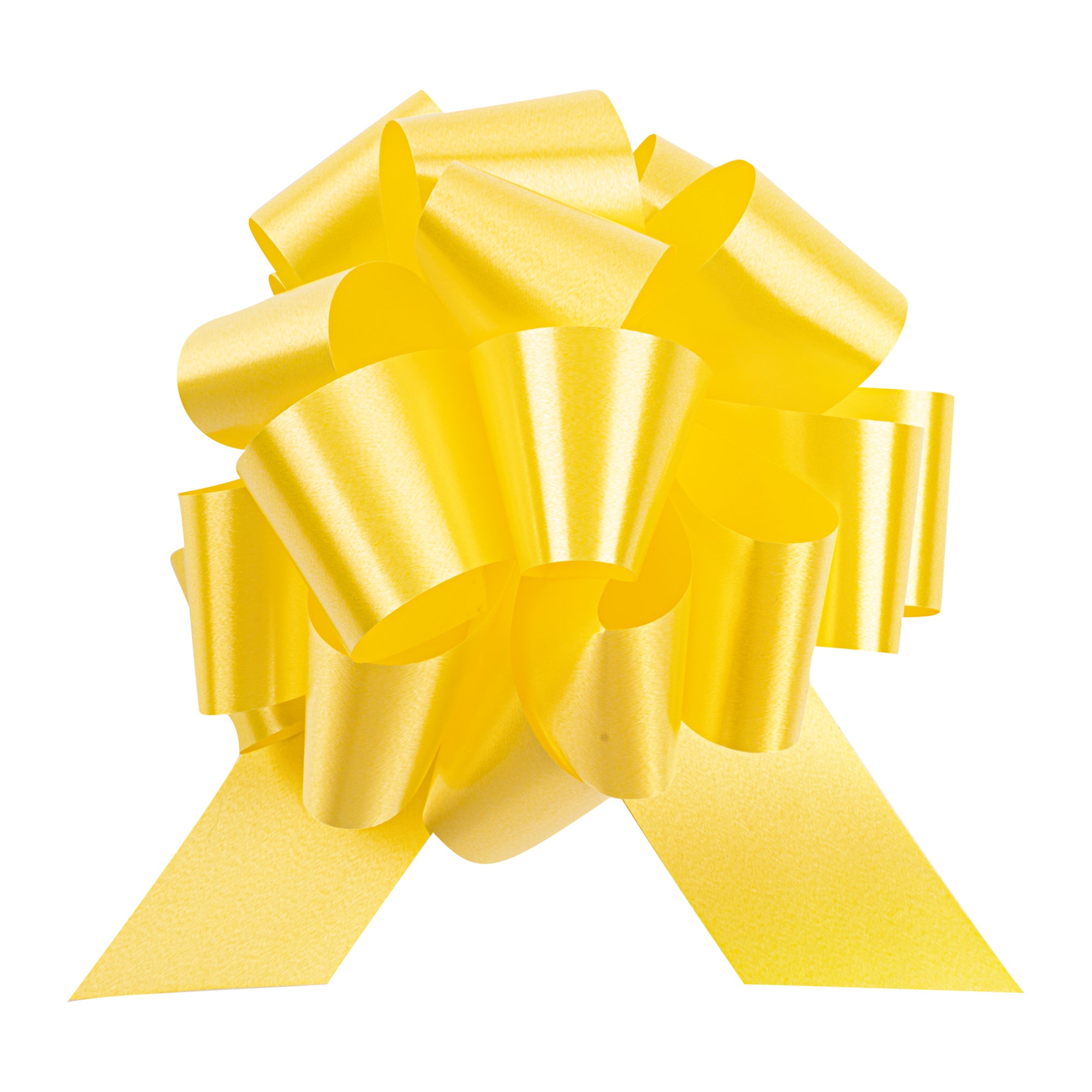 Gift Tek Yellow Plastic Flora Satin Pull Bow - 5 1/2" - 1000 count box