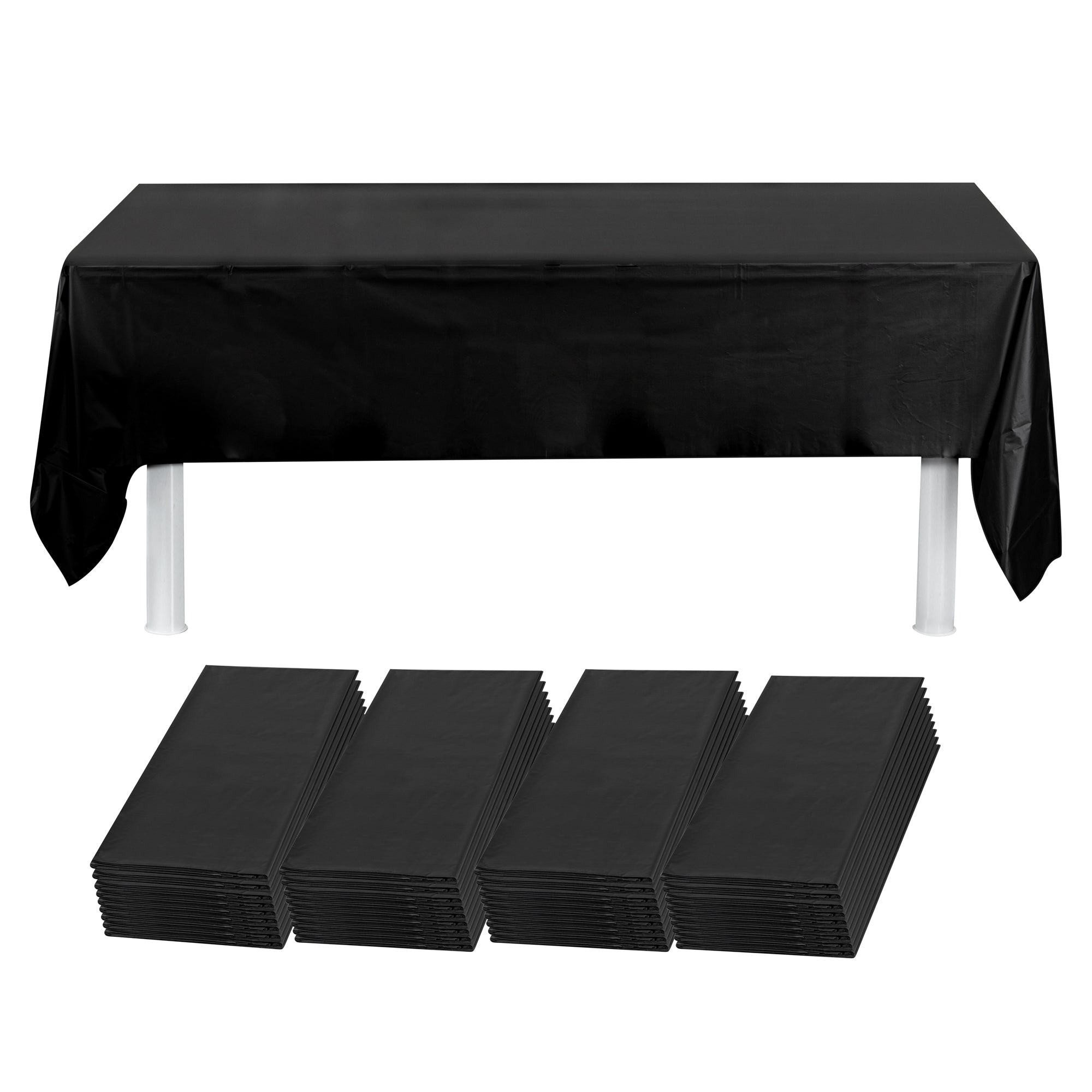 Table Tek Rectangle Black Plastic Table Cover - 108" x 54" - 20 count box