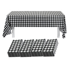 Table Tek Rectangle Black Gingham Plastic Table Cover - 108