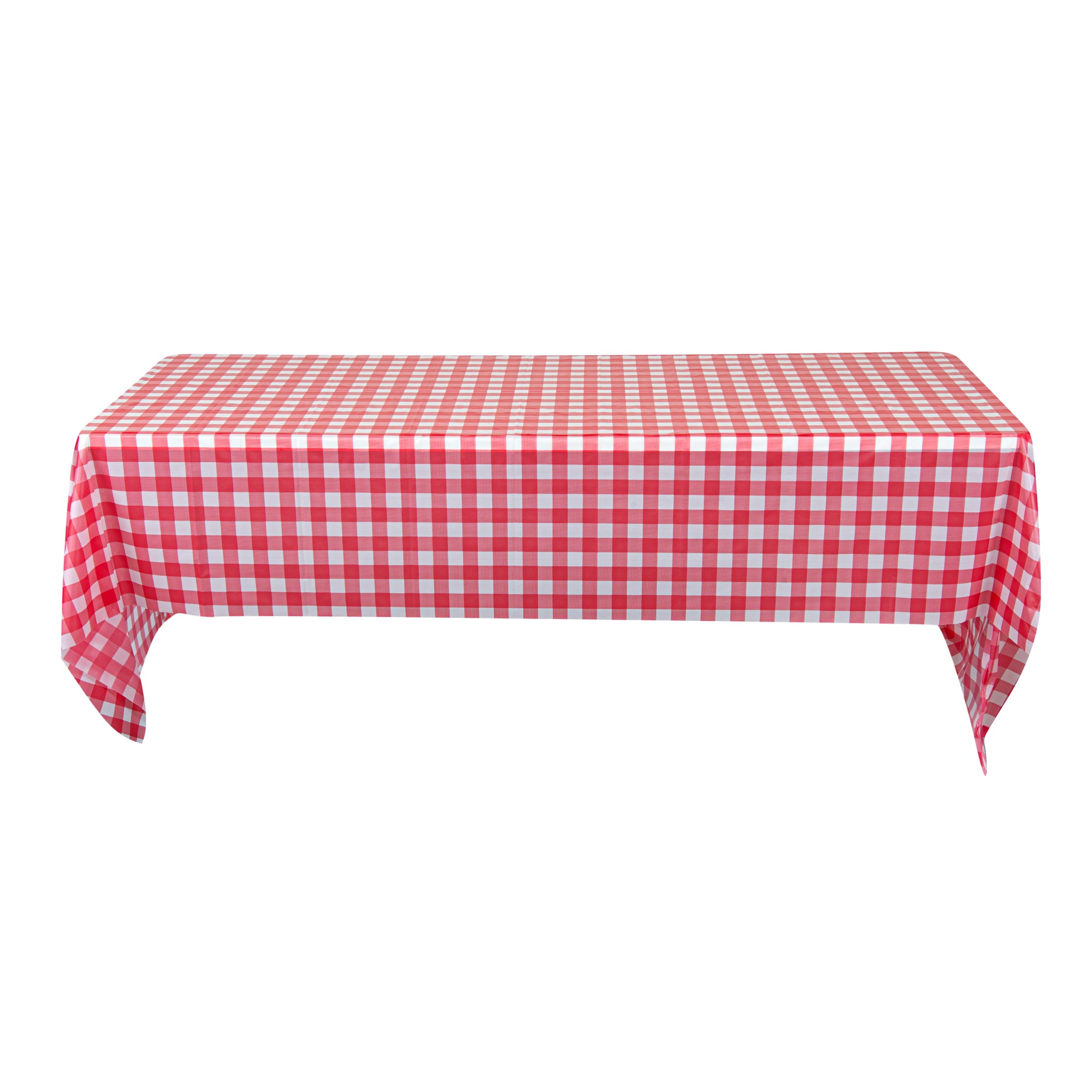 Table Tek Rectangle Red Gingham Red Plastic Table Cover - 108" x 54" - 20 count box