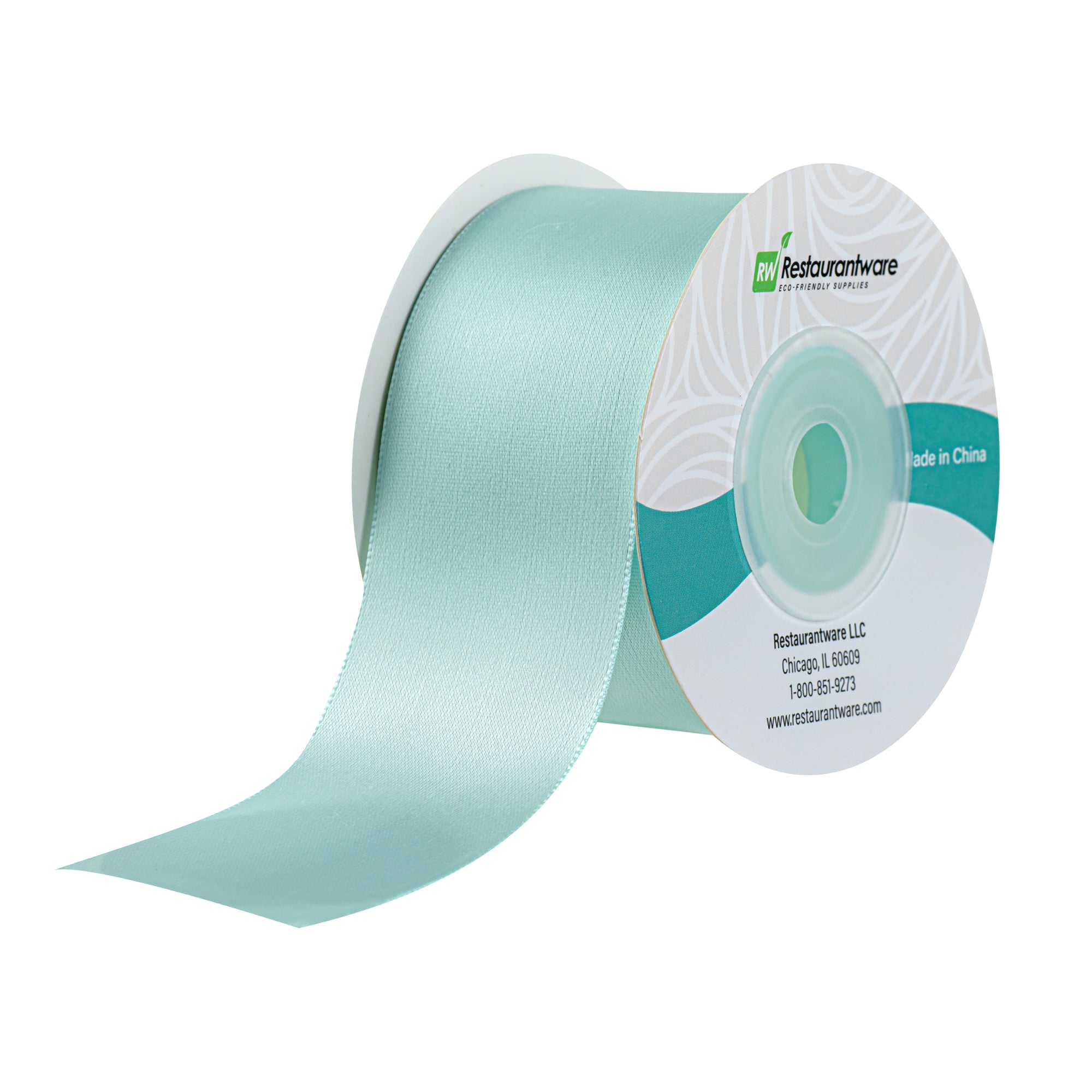 Gift Tek Aqua Blue Polyester Satin Ribbon - Single Face - 1 1/2" x 10 yds - 10 count box