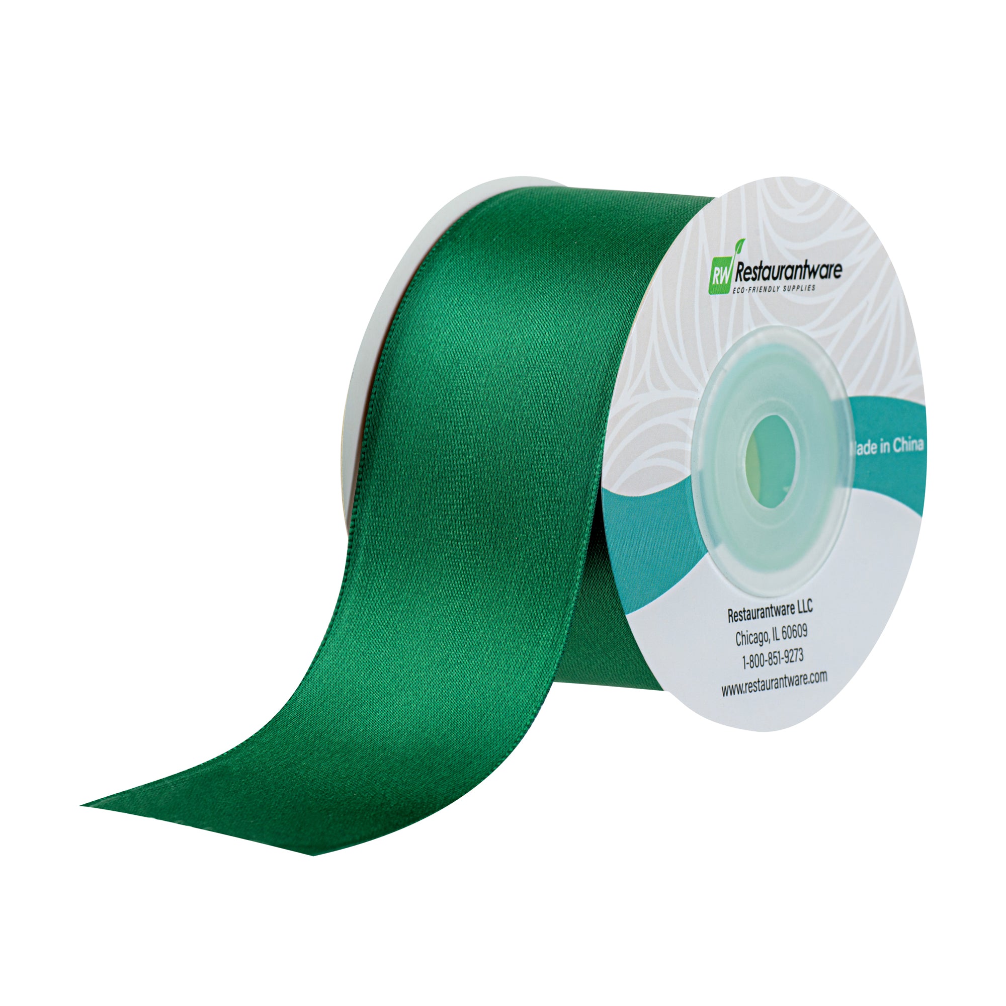 Gift Tek Forest Green Polyester Satin Ribbon - Single Face - 1 1/2" x 10 yds - 10 count box