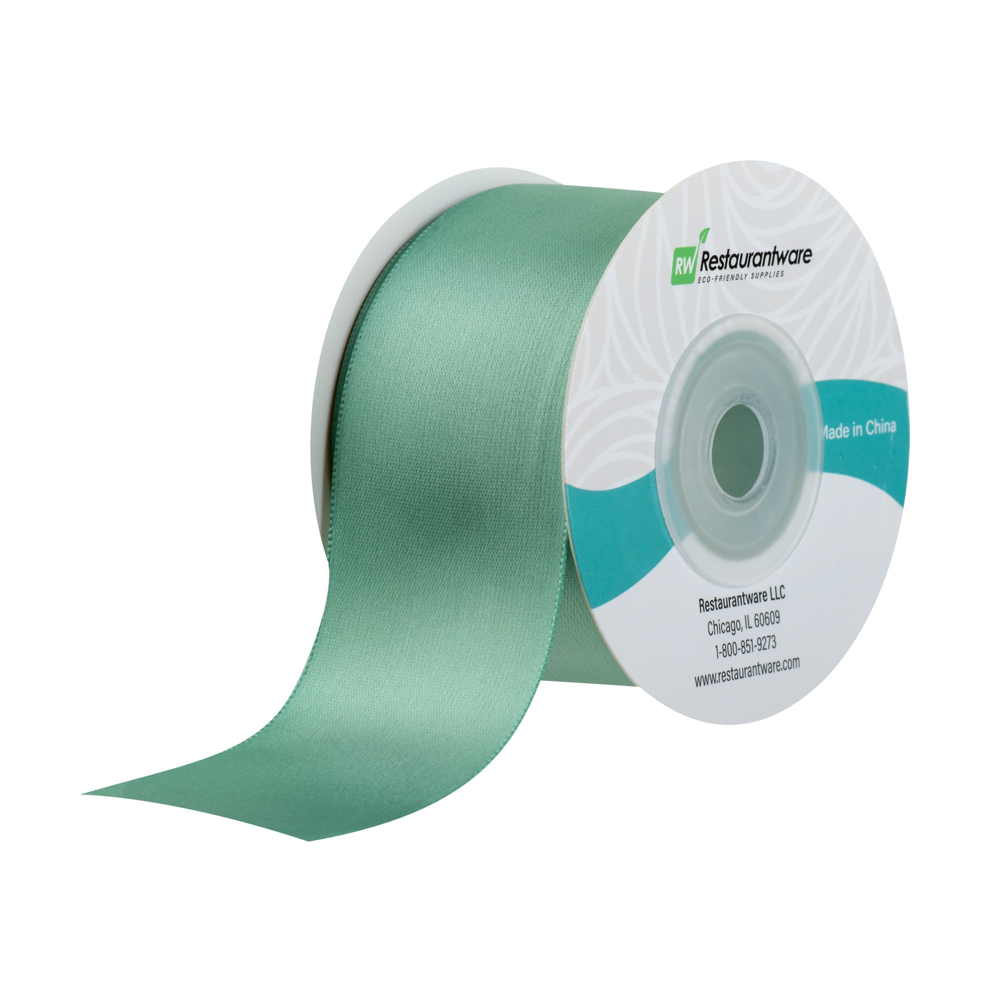 Gift Tek Dark Shale Green Polyester Satin Ribbon - Single Face - 1 1/2" x 10 yds - 10 count box