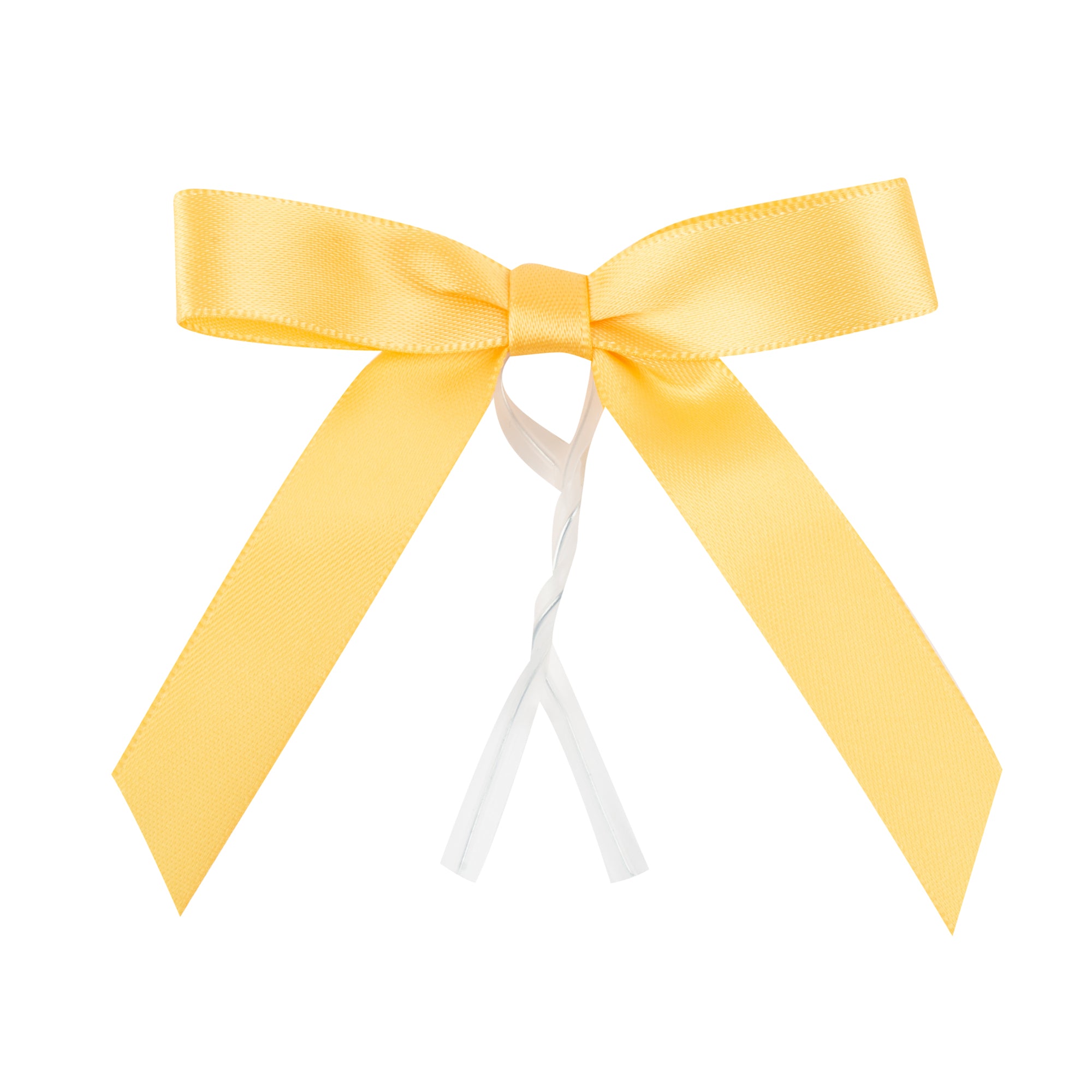 Gift Tek Gold Polyester Satin Twist Tie Bow - Pre-Tied - 3" x 2 1/2" - 4000 count box