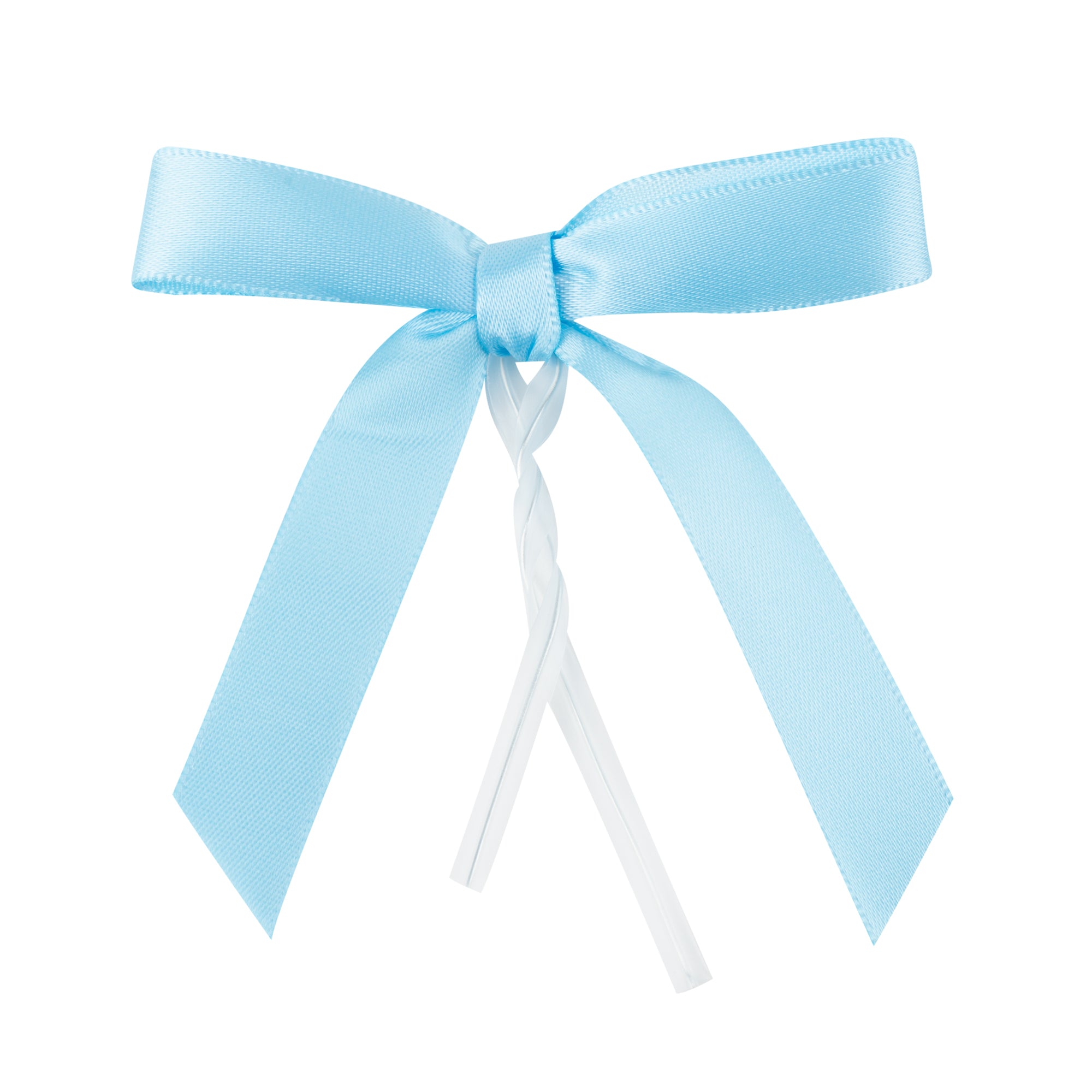 Gift Tek Light Blue Polyester Satin Twist Tie Bow - Pre-Tied - 3" x 2 1/2" - 4000 count box