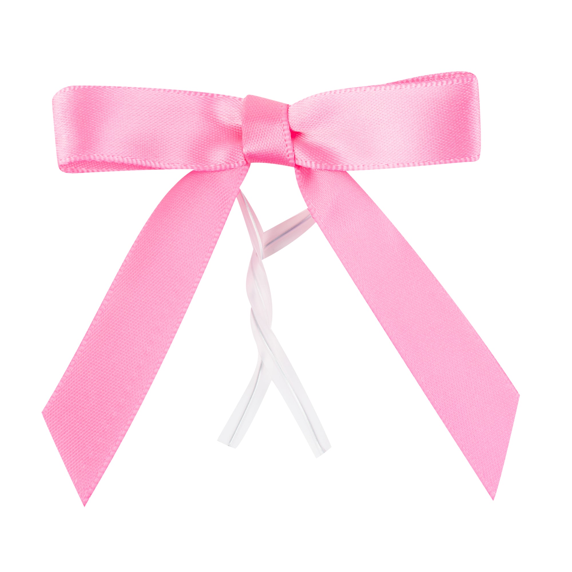 Gift Tek Pink Polyester Satin Twist Tie Bow - Pre-Tied - 3" x 2 1/2" - 4000 count box