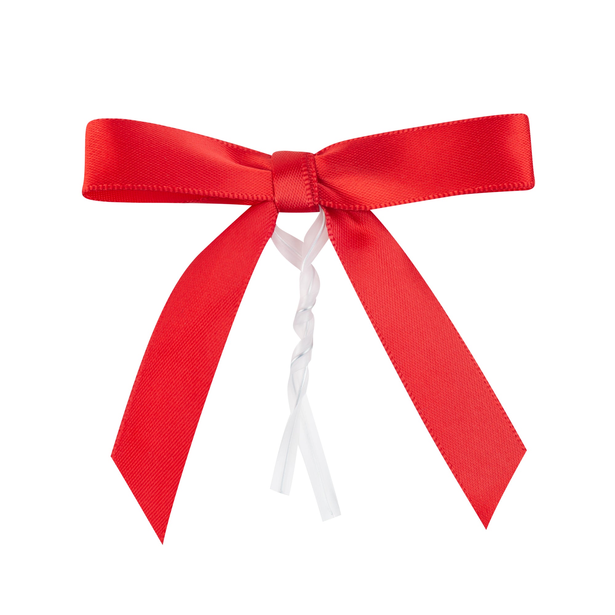 Gift Tek Red Polyester Satin Twist Tie Bow - Pre-Tied - 3" x 2 1/2" - 4000 count box