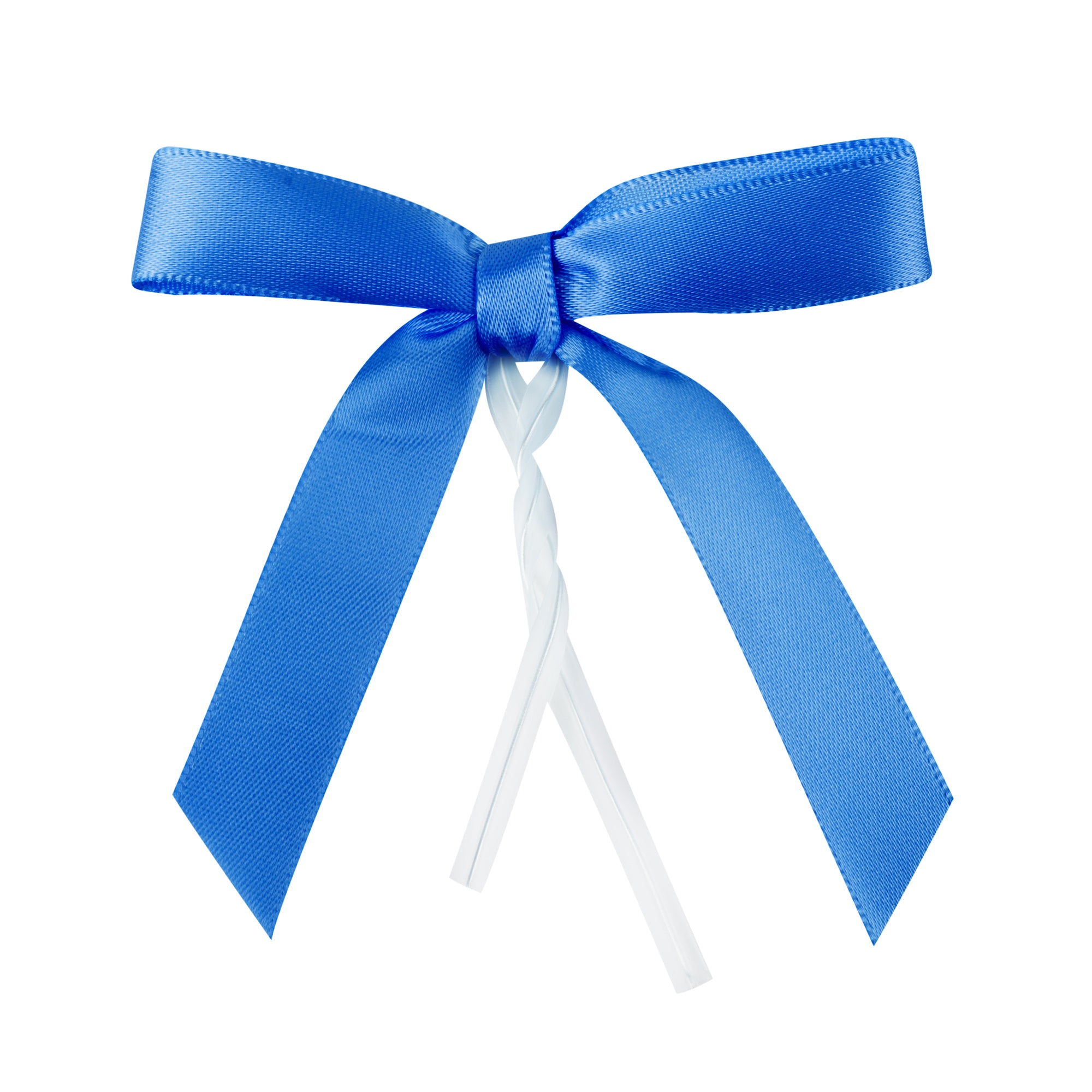 Gift Tek Royal Blue Polyester Satin Twist Tie Bow - Pre-Tied - 3" x 2 1/2" - 4000 count box