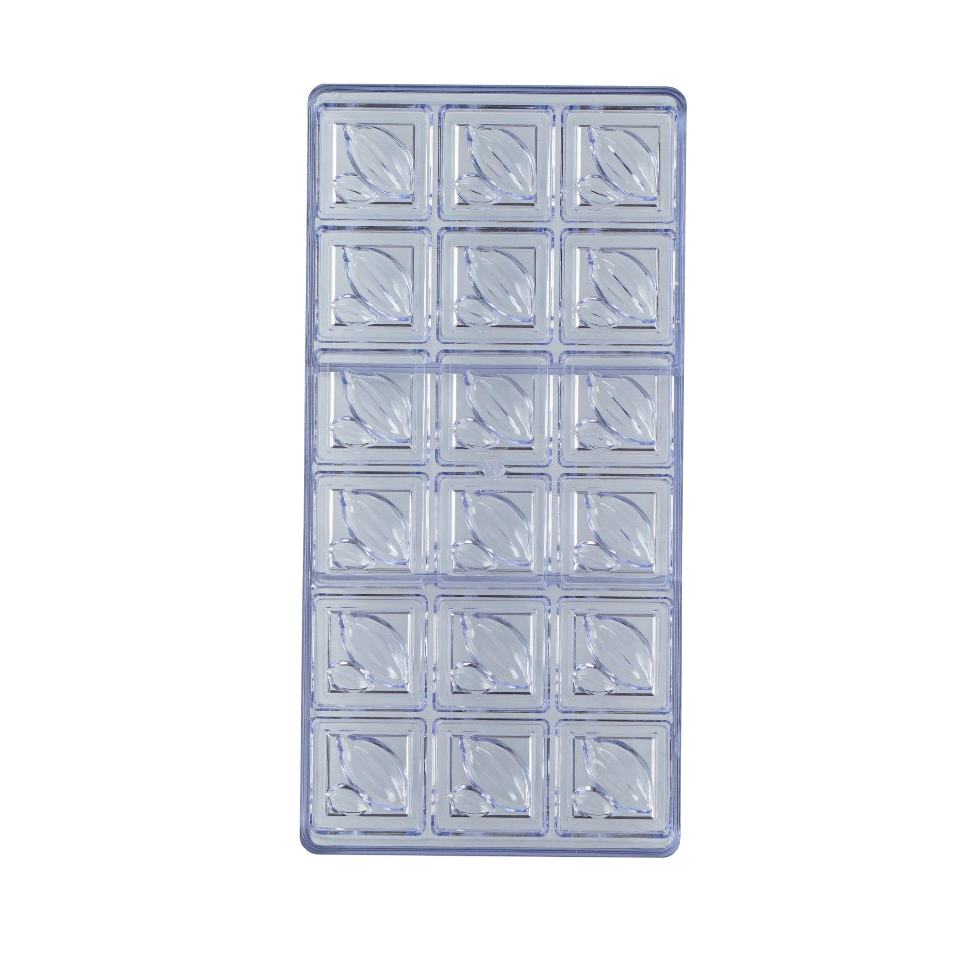 Pastry Tek Polycarbonate Cocoa Bean Block Candy / Chocolate Mold - 18-Compartment - 10 count box