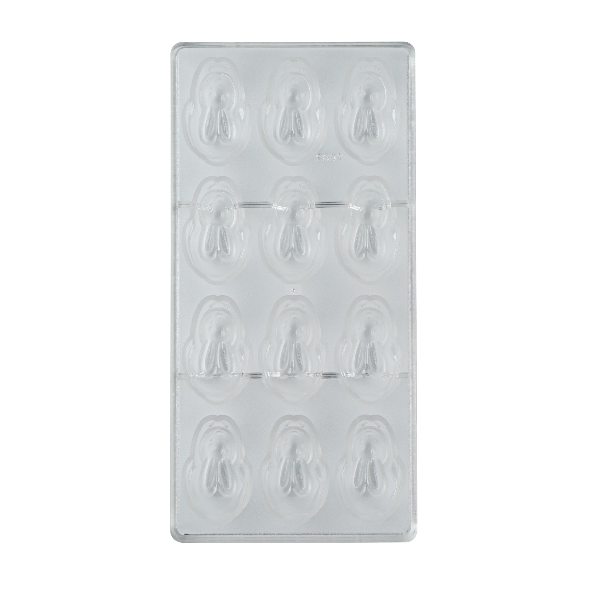 Pastry Tek Polycarbonate Bunny Candy / Chocolate Mold - 12-Compartment - 10 count box