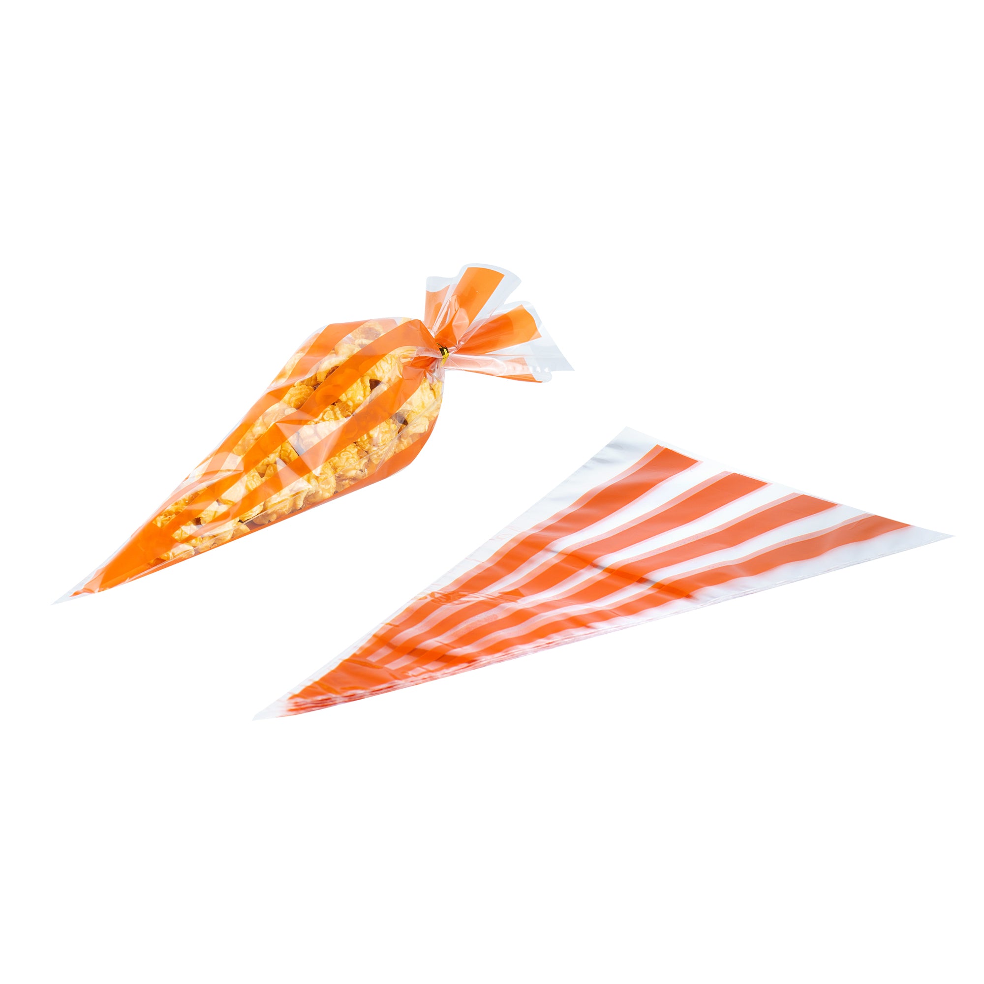 Bag Tek Plastic Cone Bag - Orange Stripes - 6" x 11" - 8000 count box