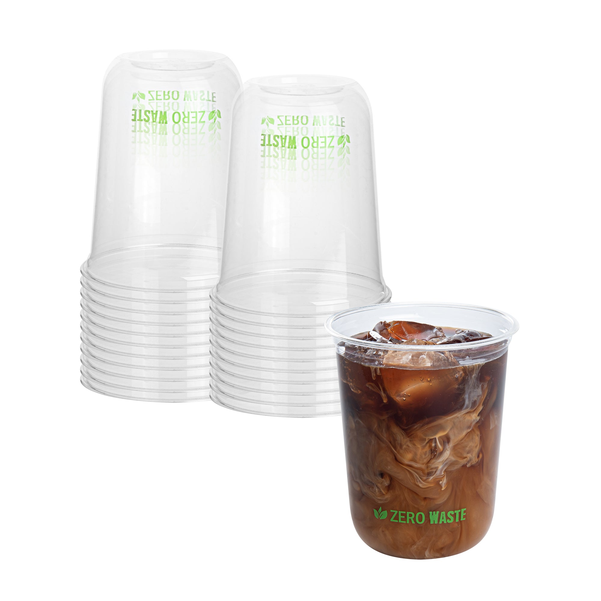 Zero Waste 12 oz U-Shape Clear PLA Plastic Drinking Cup - Compostable, Rounded Bottom - 3 1/2" x 3 1/2" x 4 1/4" - 1000 count box