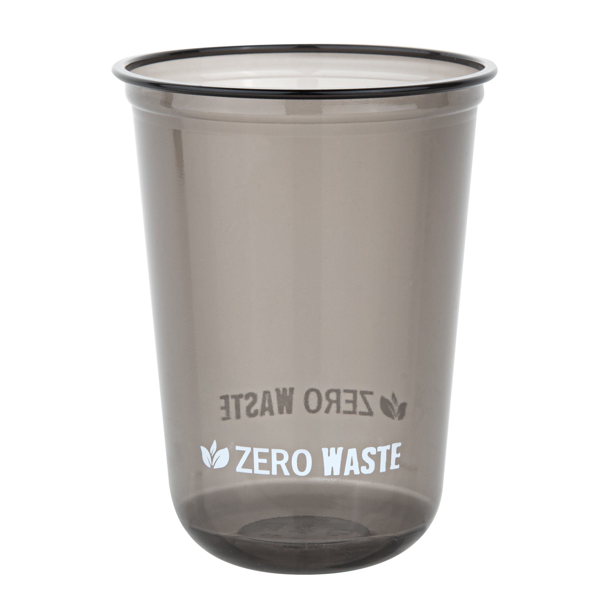 Zero Waste 16 oz U-Shape Black PLA Plastic Drinking Cup - Compostable, Rounded Bottom - 3 1/2" x 3 1/2" x 4 3/4" - 1000 count box