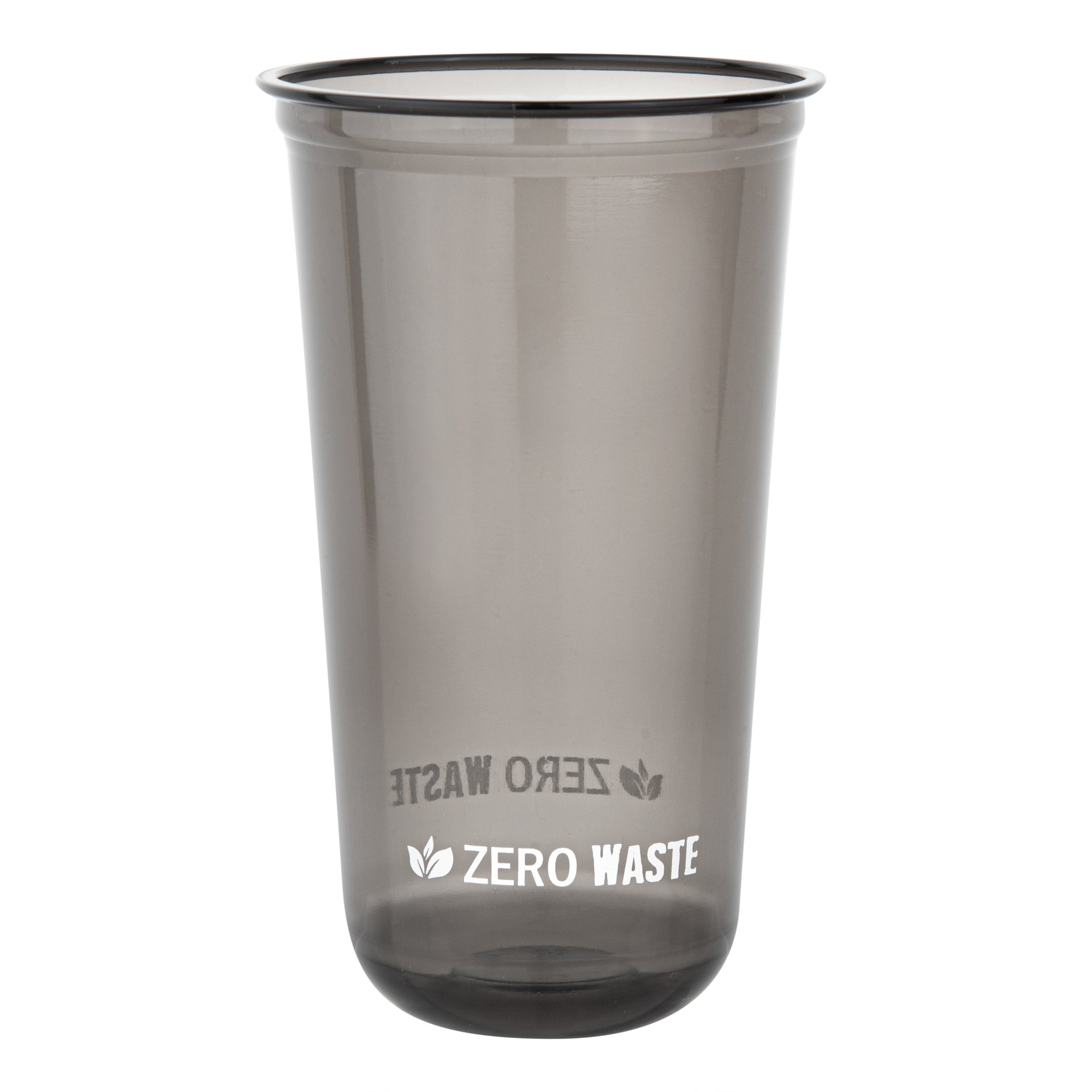 Zero Waste 24 oz U-Shape Black PLA Plastic Drinking Cup - Compostable, Rounded Bottom - 3 1/2" x 3 1/2" x 6" - 1000 count box