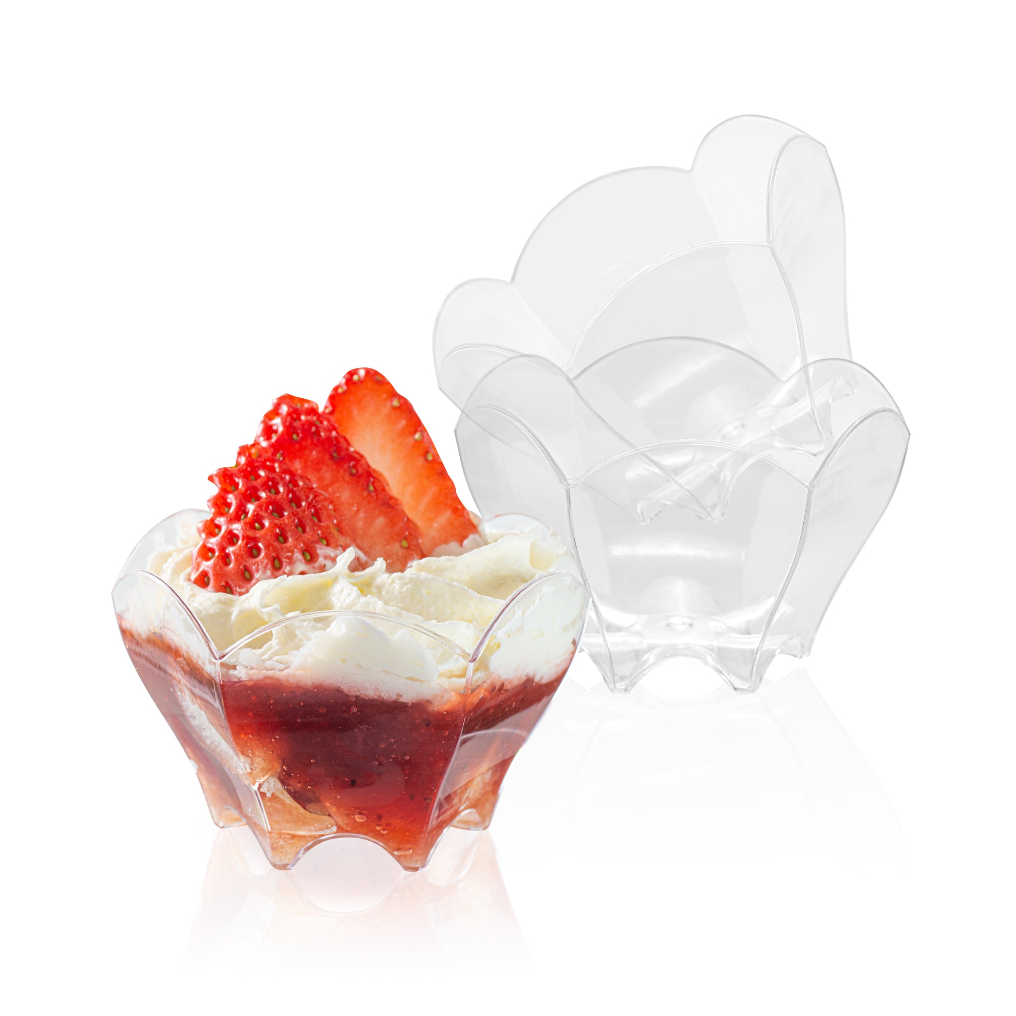 Mini Serve 2 oz Clear Plastic Flower Cup - 2 3/4" x 2 1/2" x 1 3/4" - 100 count box